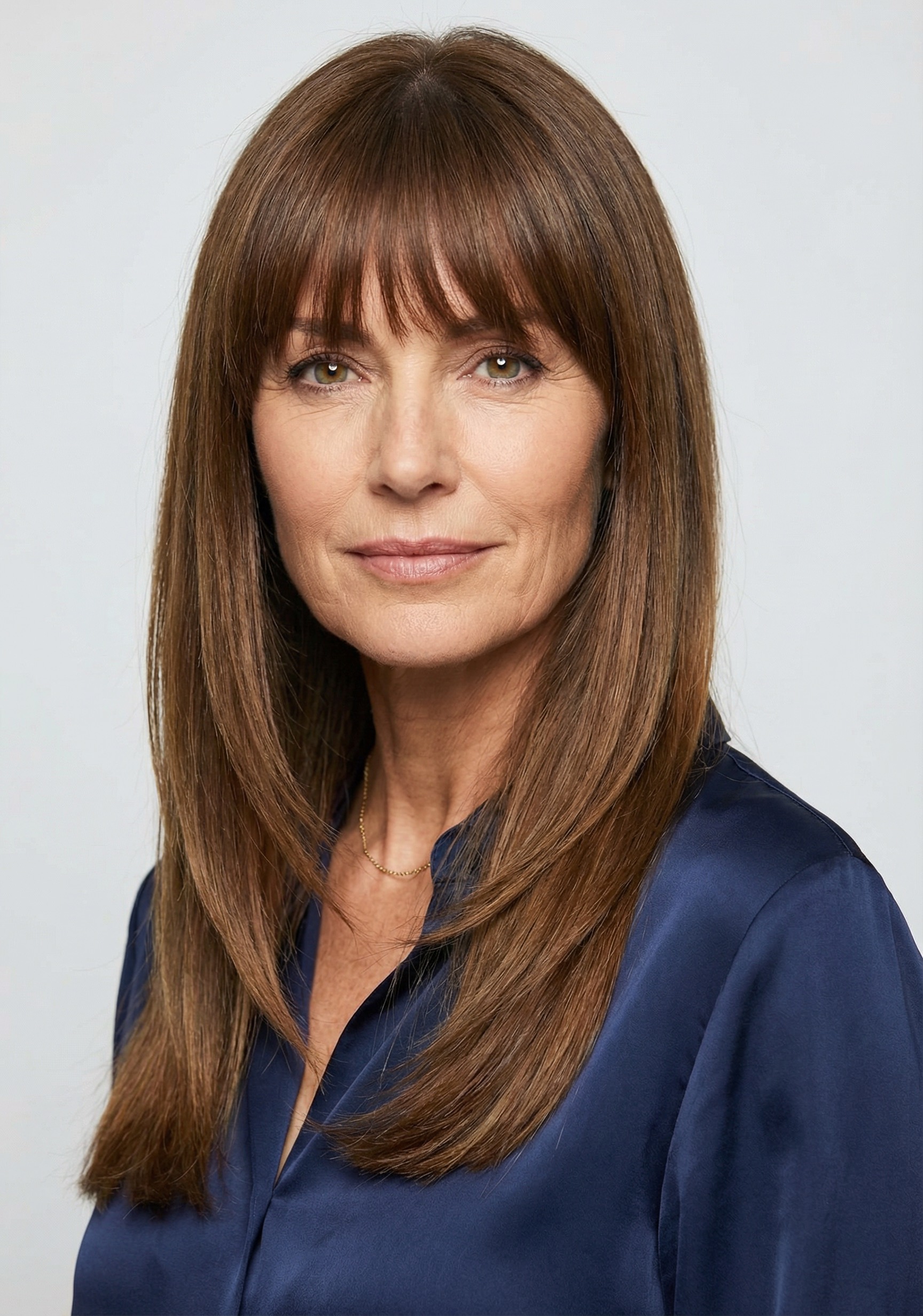 Haircut for women over 50 years old - Curtain Bangs