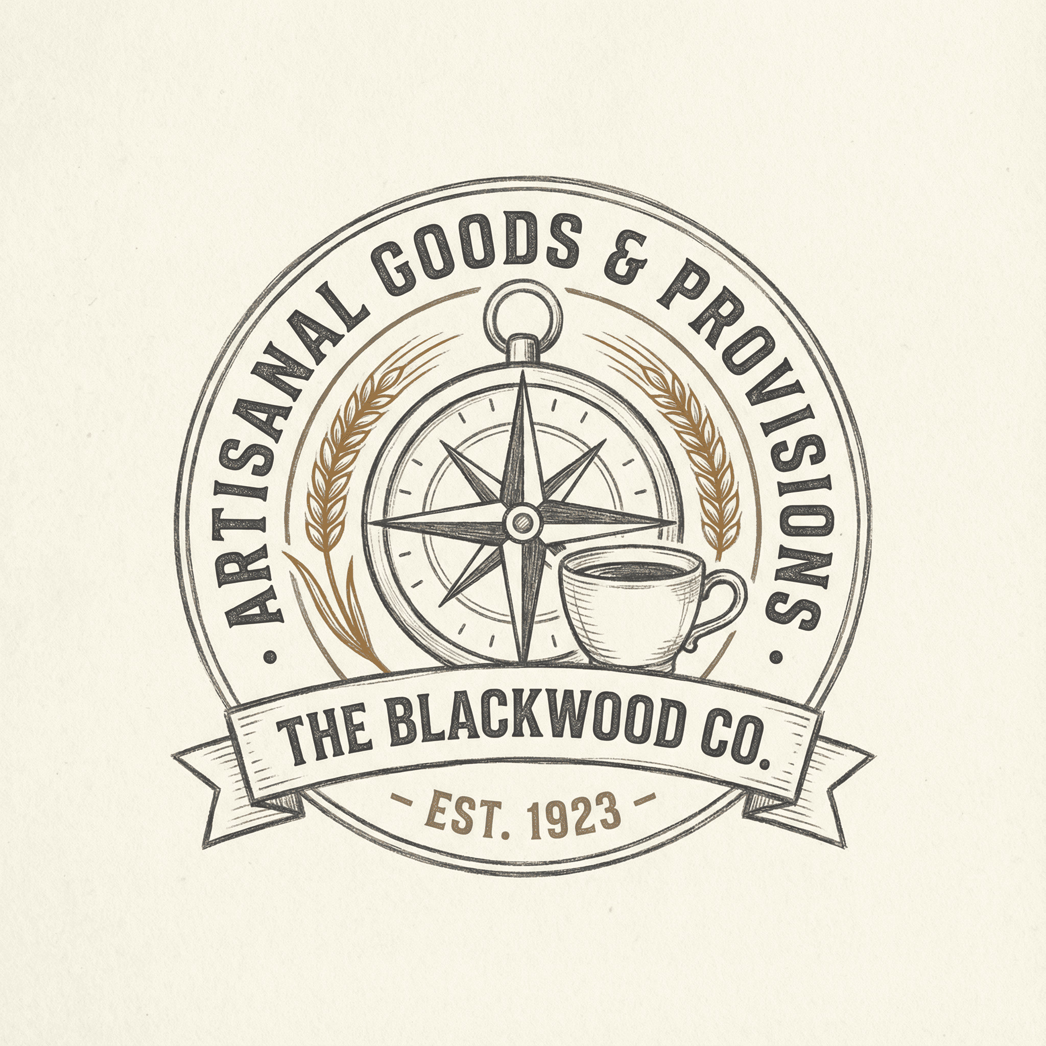 Hand-drawn vintage logo AI-generated design