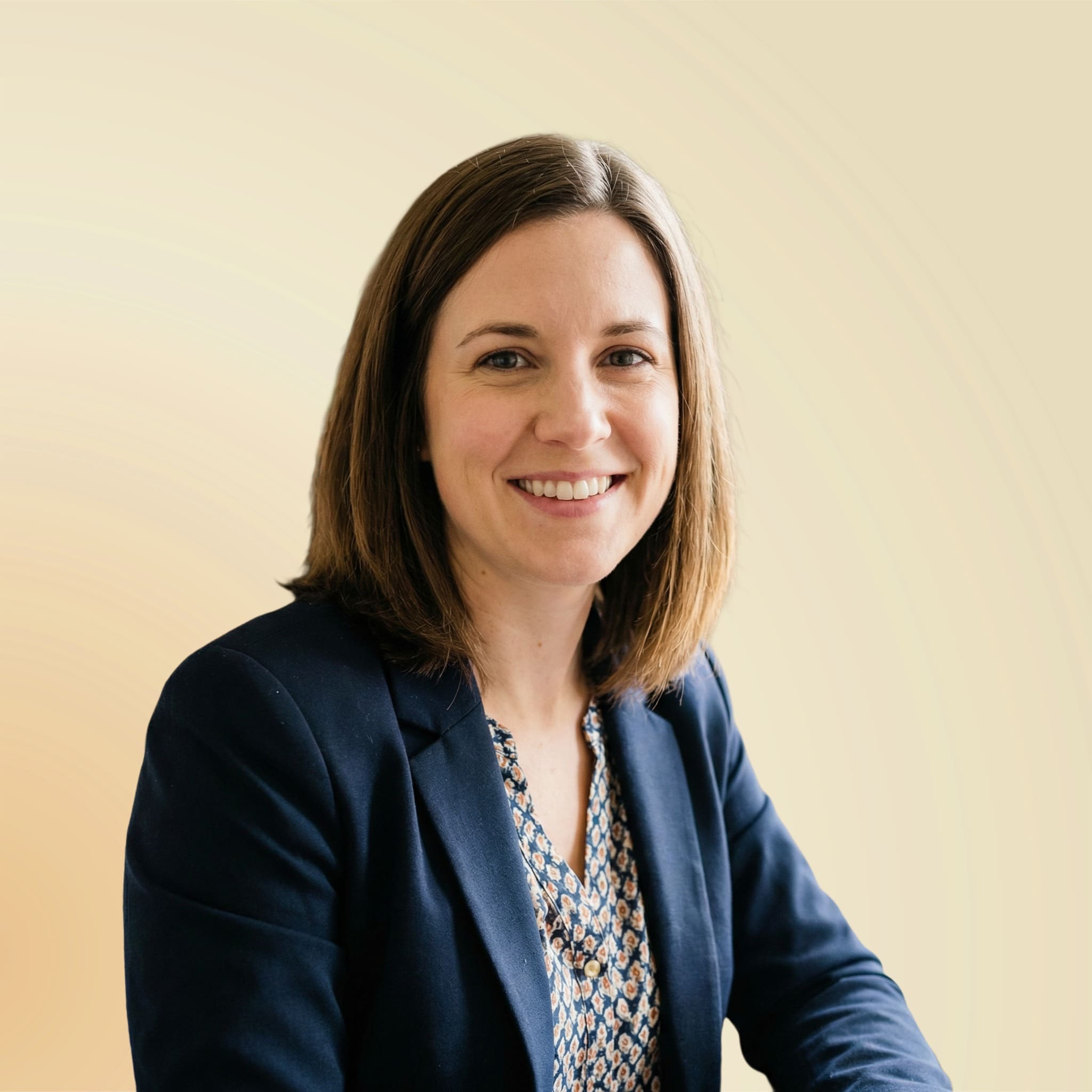 Same portrait after AI background removal in PhotoDirector, with the subject cleanly isolated on a neutral gray background