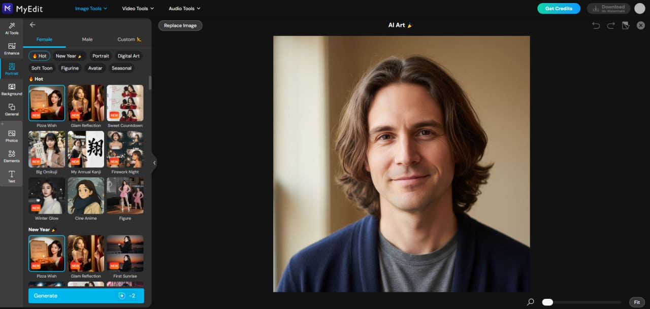 Upload portrait reference