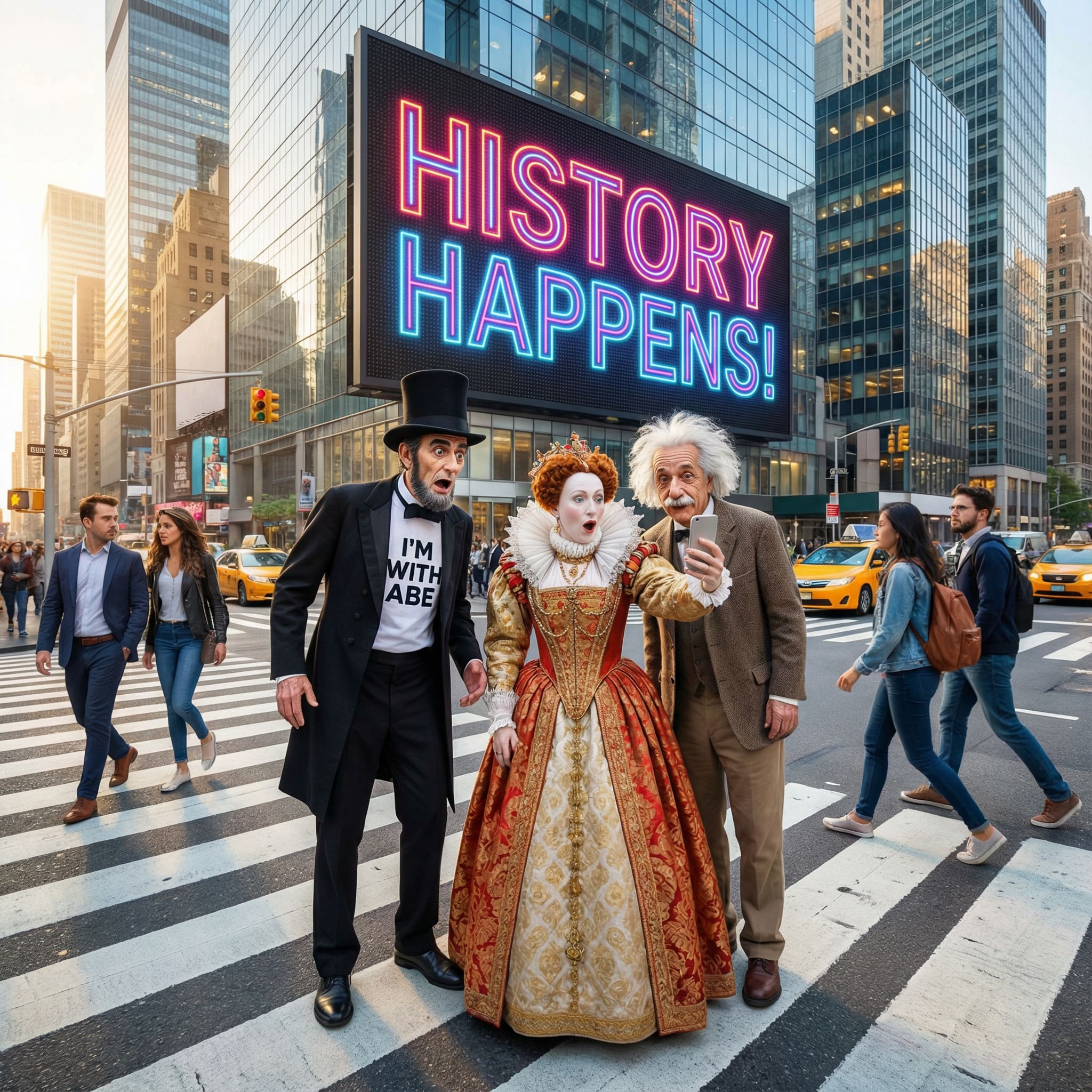 Unexpected Meeting of Historical Figures AI Image