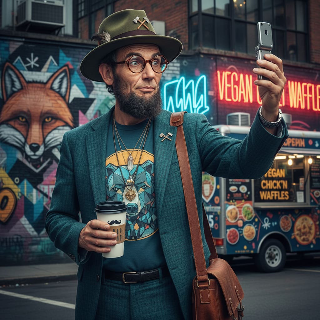 Historische Persönlichkeit als moderner Hipster KI-Bild