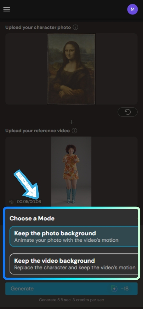 How to Use Wan 2.2 Online for Character Motion Swap & Animation Step 3
