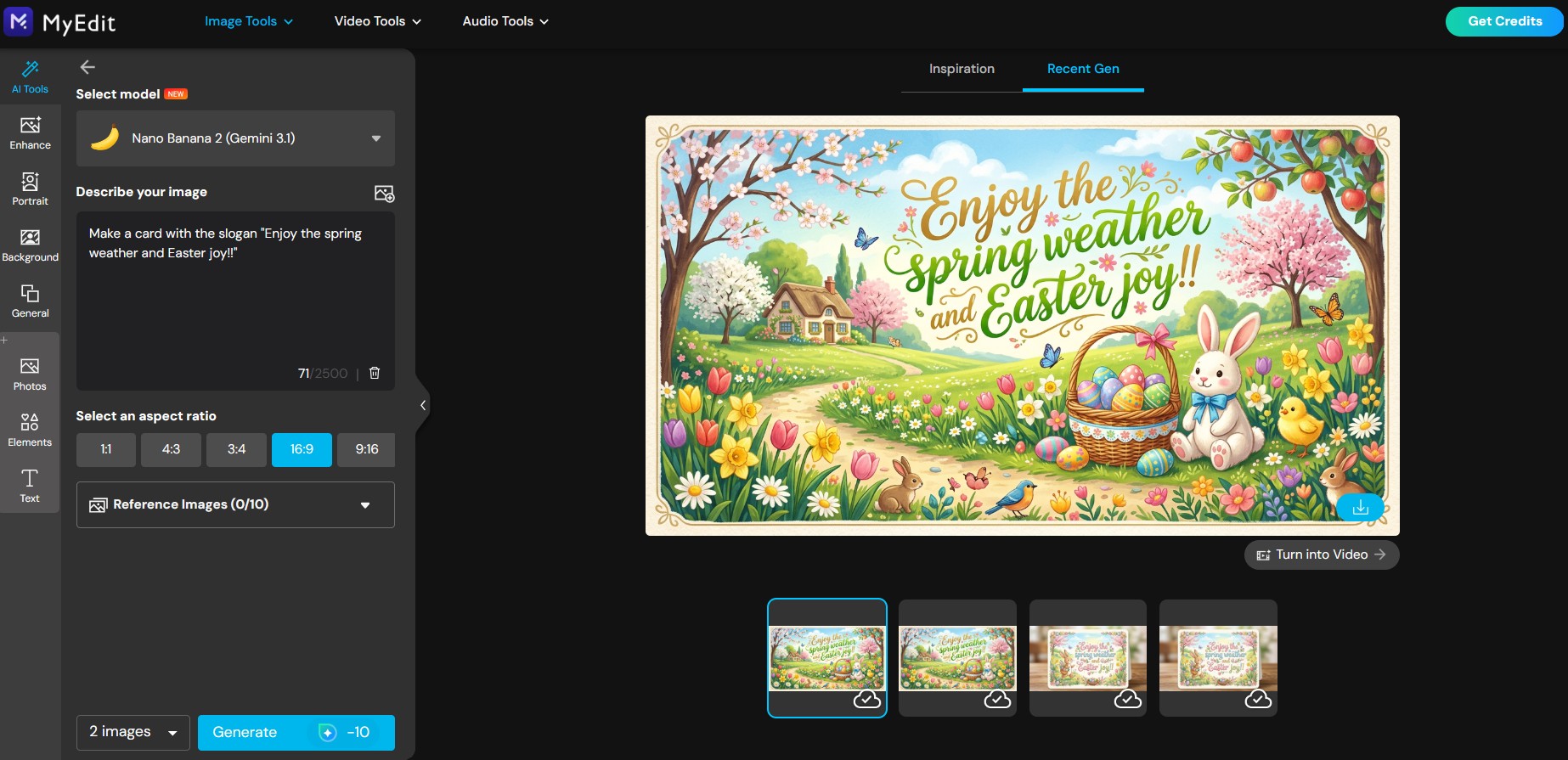How to Create an Easter Card with MyEdit AI