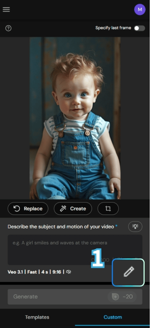 AI Baby Dance Video mit MyEdit mit eigenem Prompt erstellen
