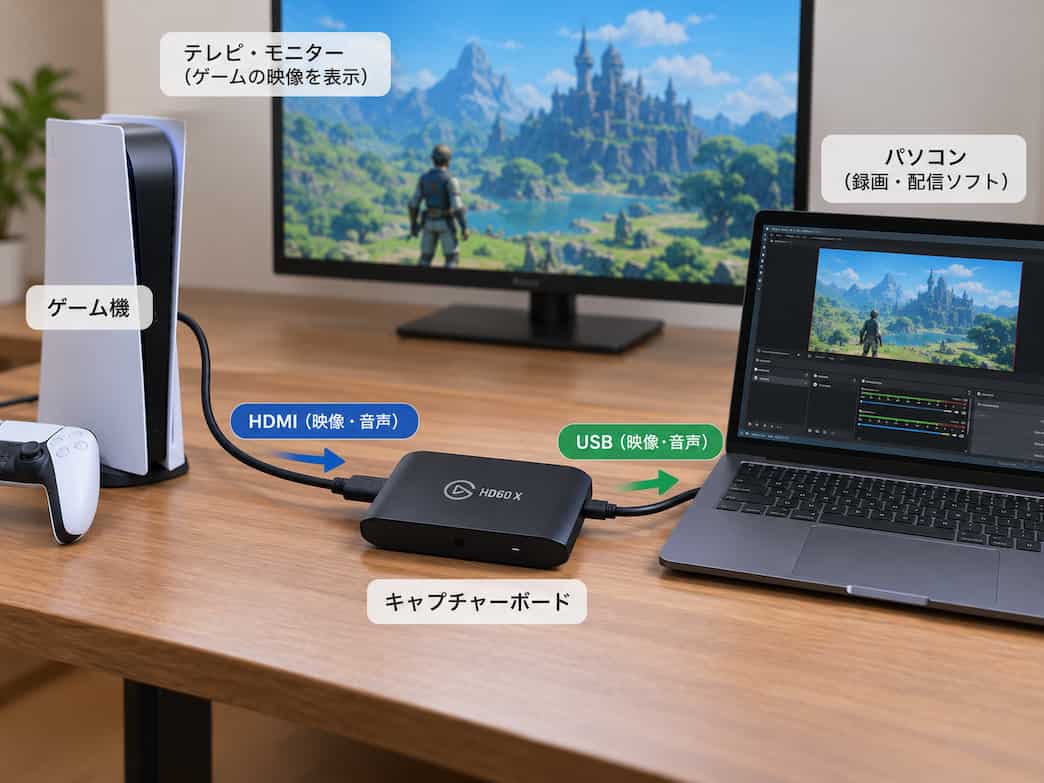 外付けキャプチャーボードのイメージ図