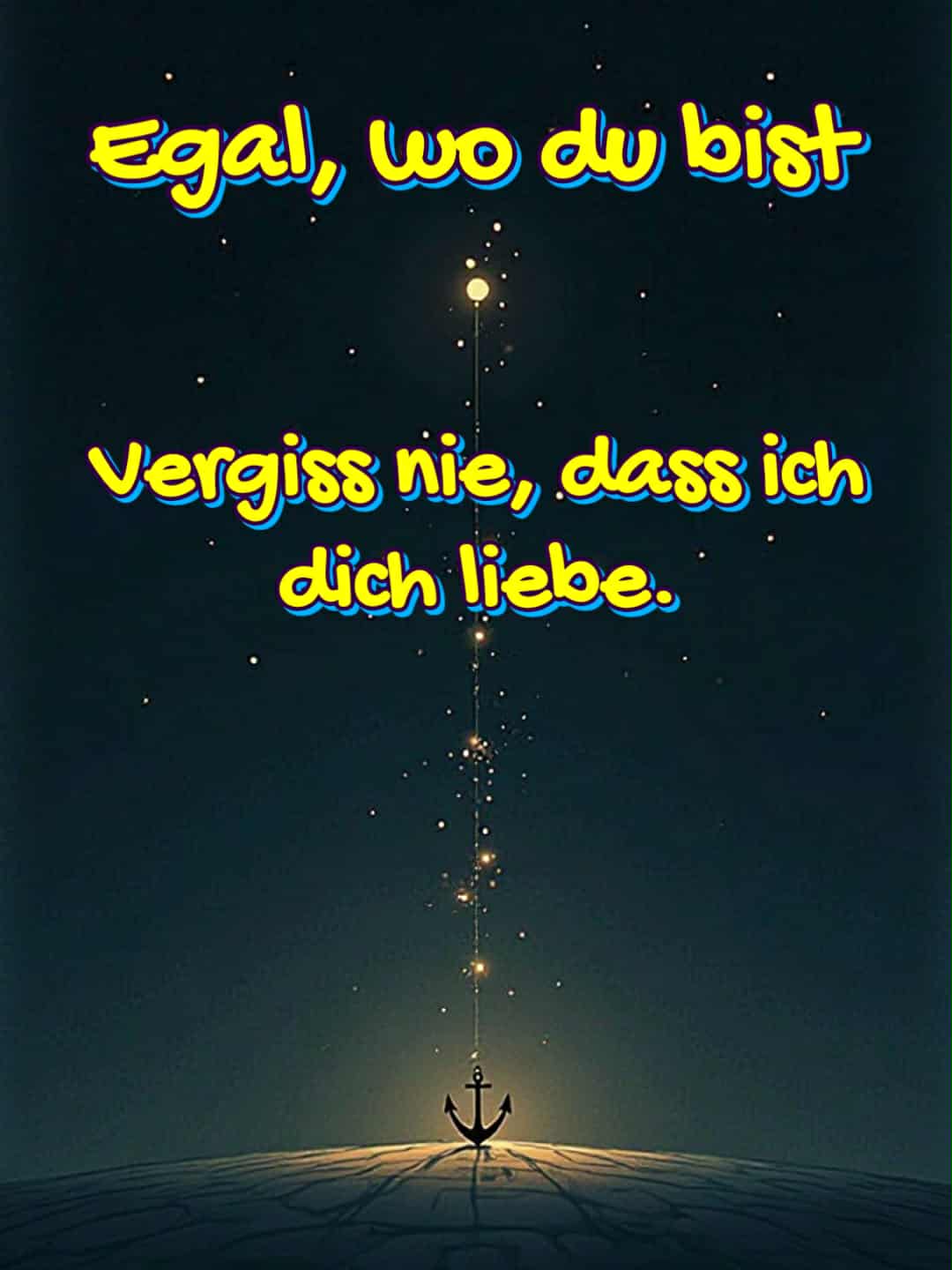 Liebesbild mit Spruch: 'Egal, wo du bist, vergiss nie, dass ich dich liebe.'