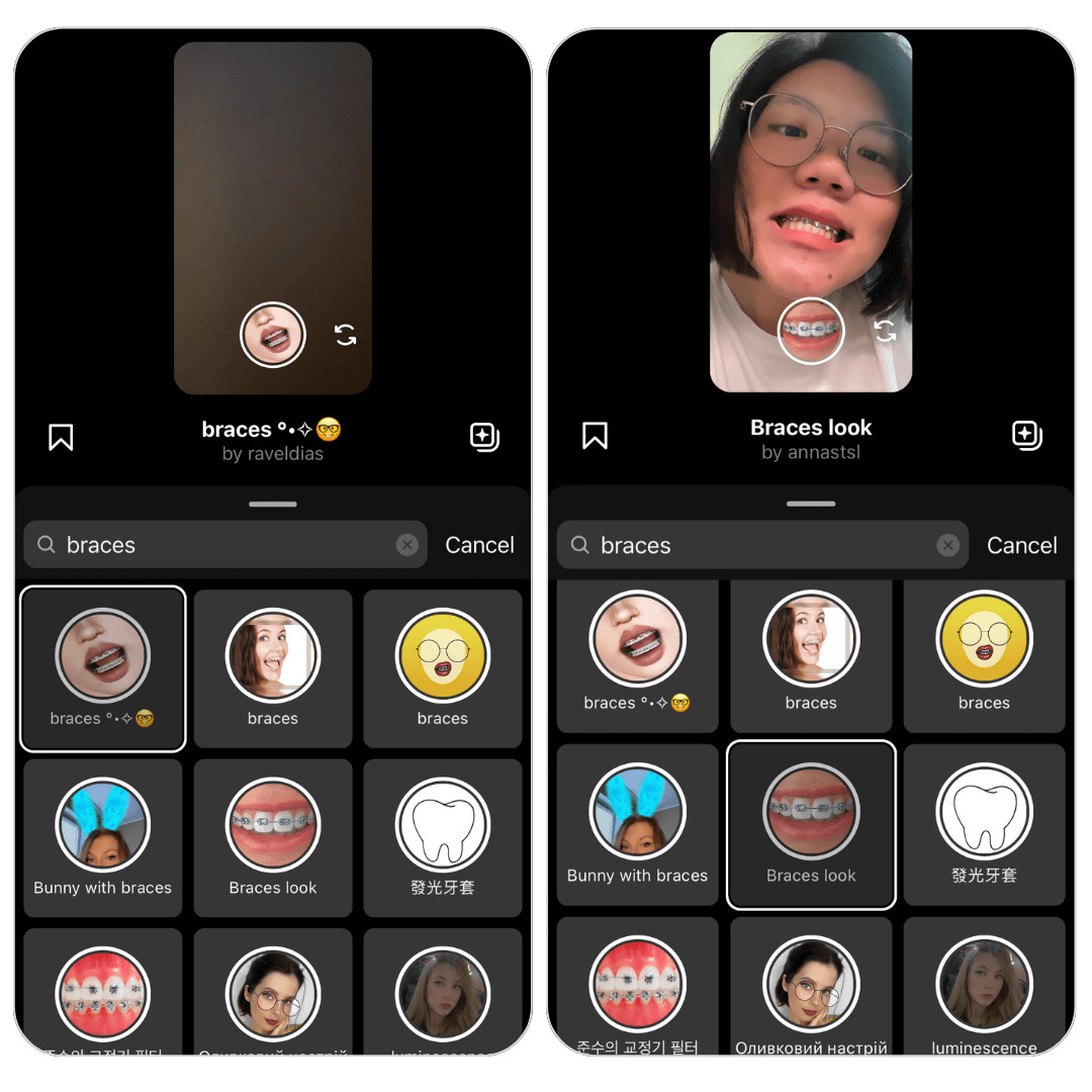 filtro de brackets en TikTok e Instagram