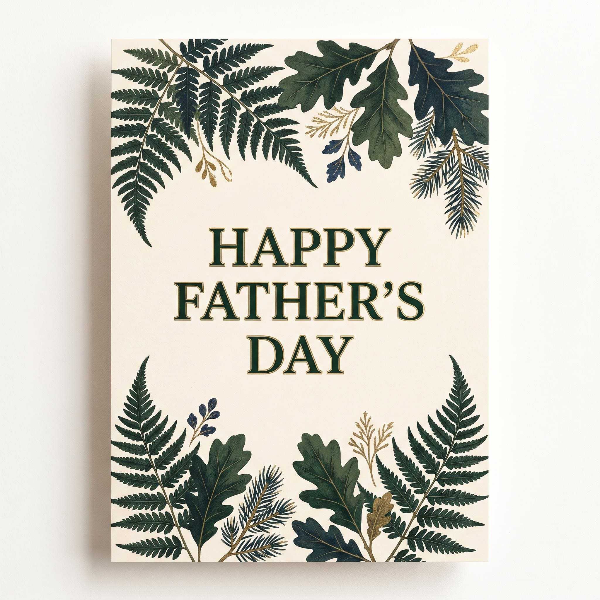 AI-generated illustrated Father's Day card with botanical elements