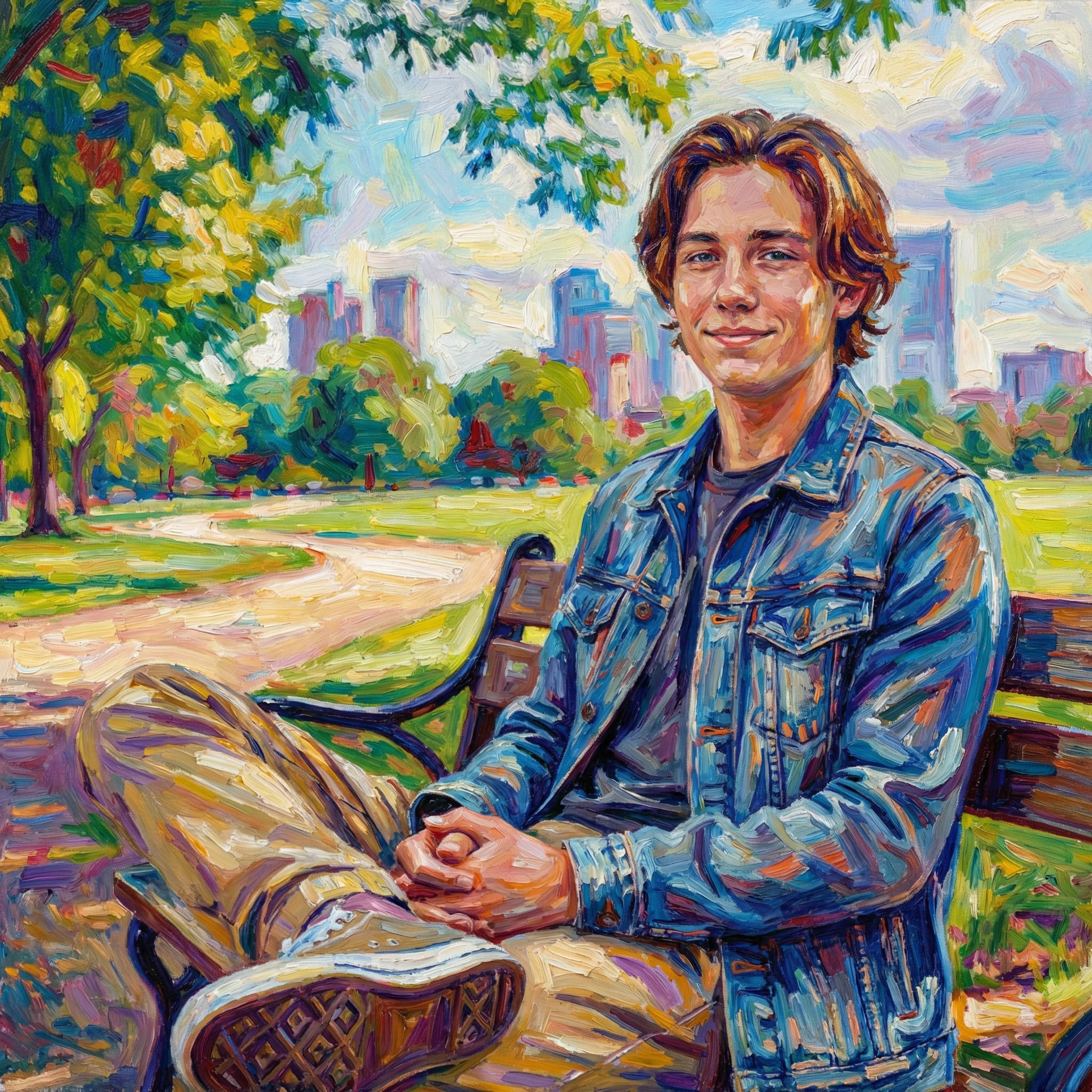 Full body portrait turned into vibrant impressionist painting