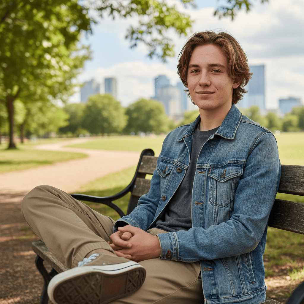 Original full body portrait before impressionist painting filter