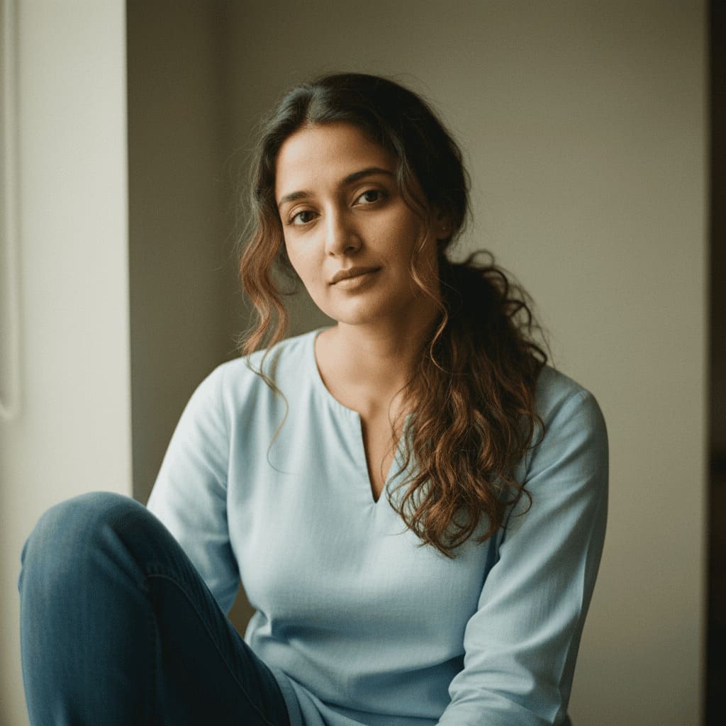 Reference photo before AI-generated bridal chignon hairstyle