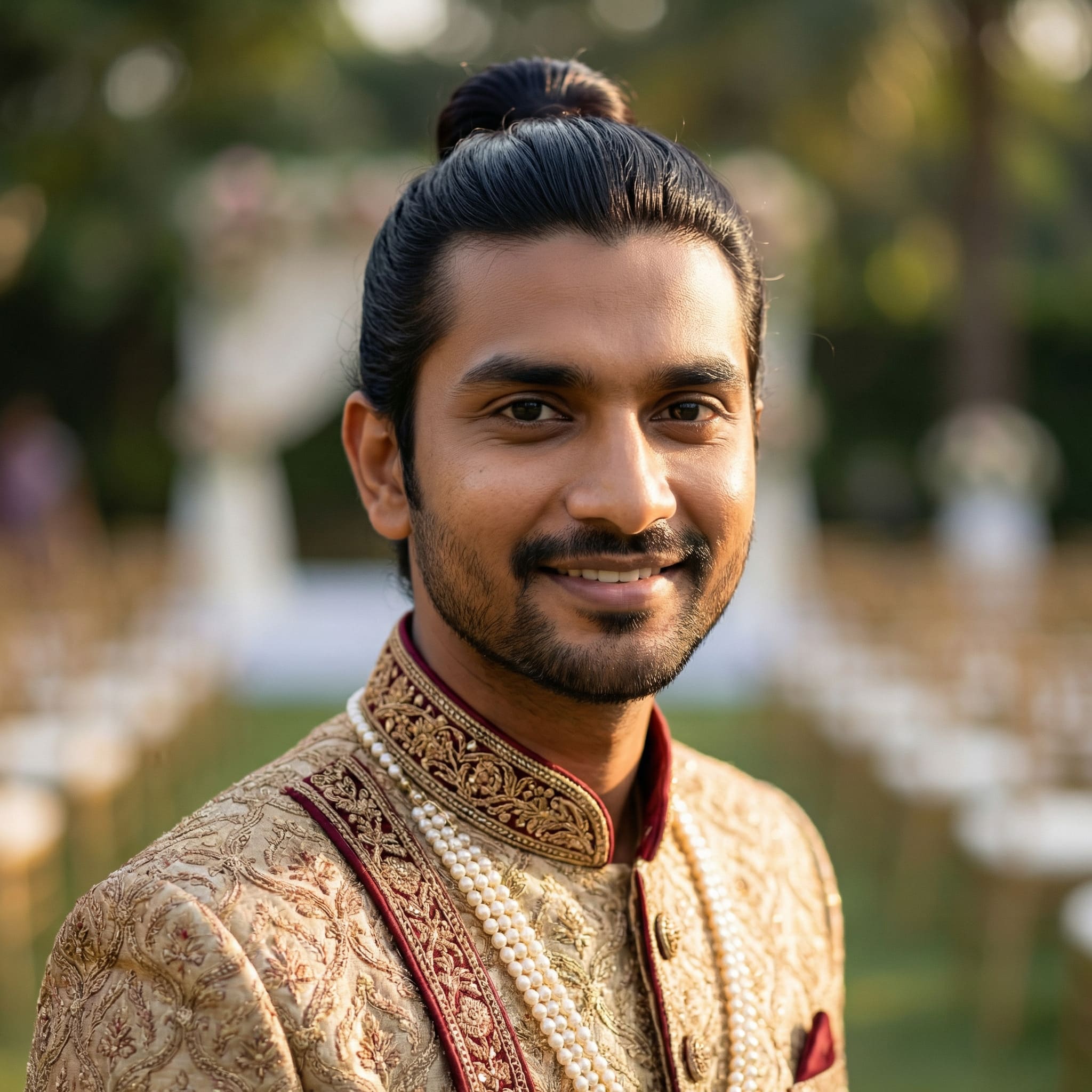 AI-generated dulha topknot groom hairstyle using Gemini AI