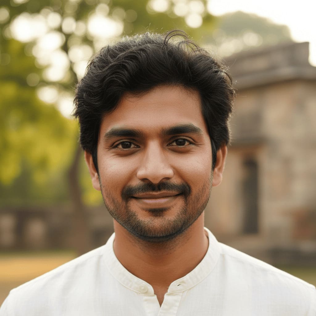 Reference photo before AI-generated dulha groom topknot hairstyle