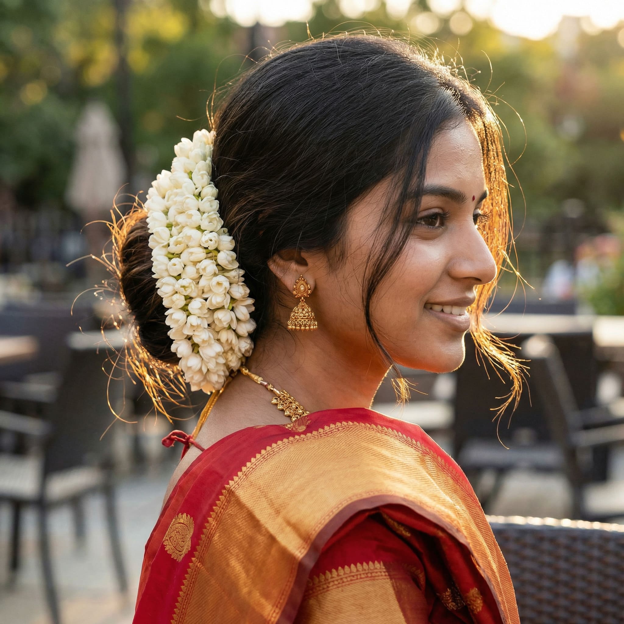 AI-generated gajra bun bridal hairstyle using Gemini AI