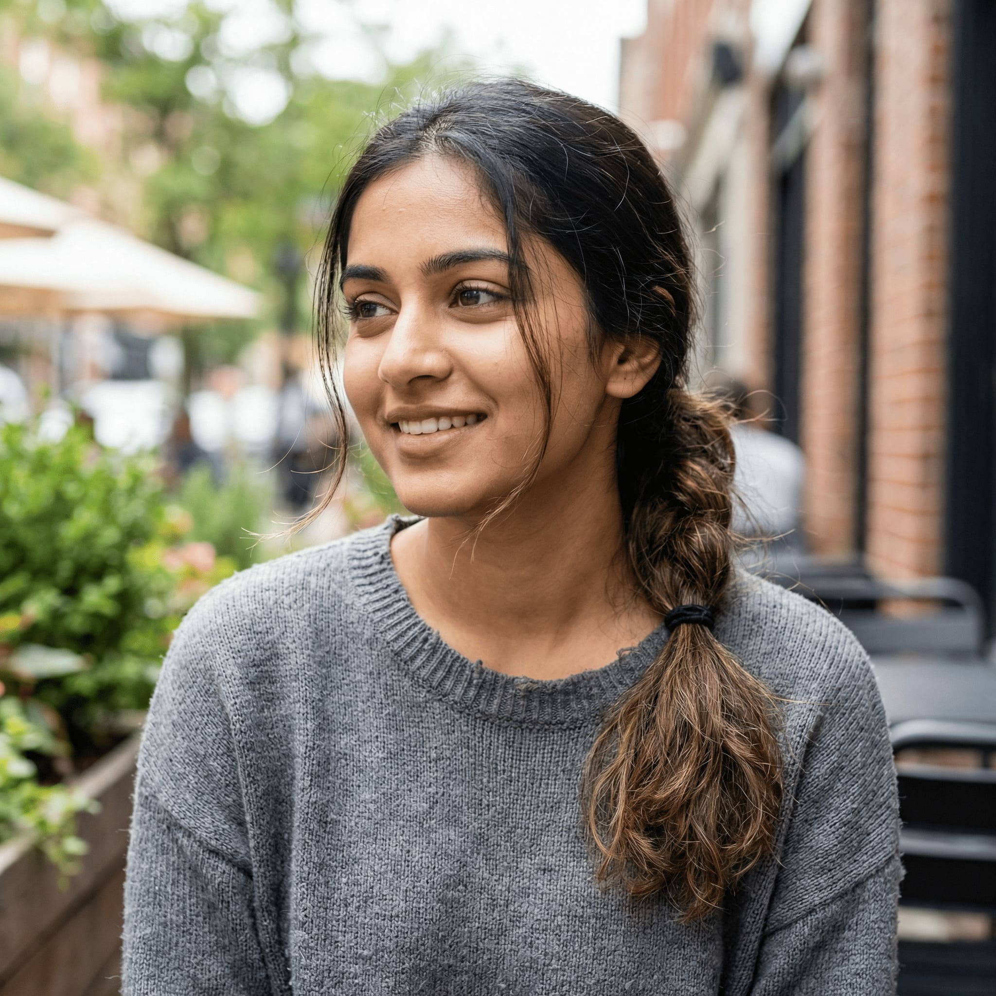 Reference photo before AI-generated gajra bun bridal hairstyle