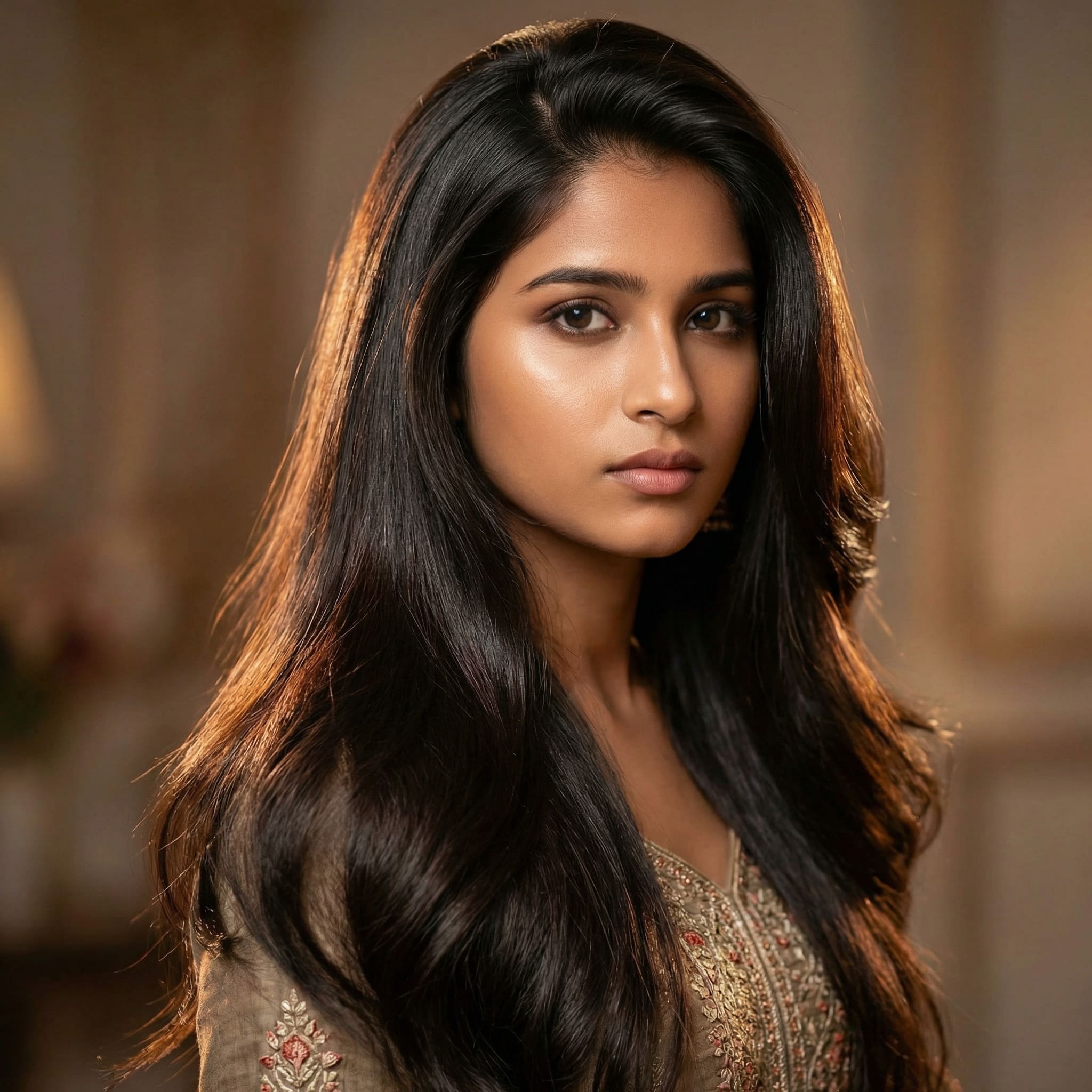 AI-generated Bollywood blowout hairstyle using Gemini AI