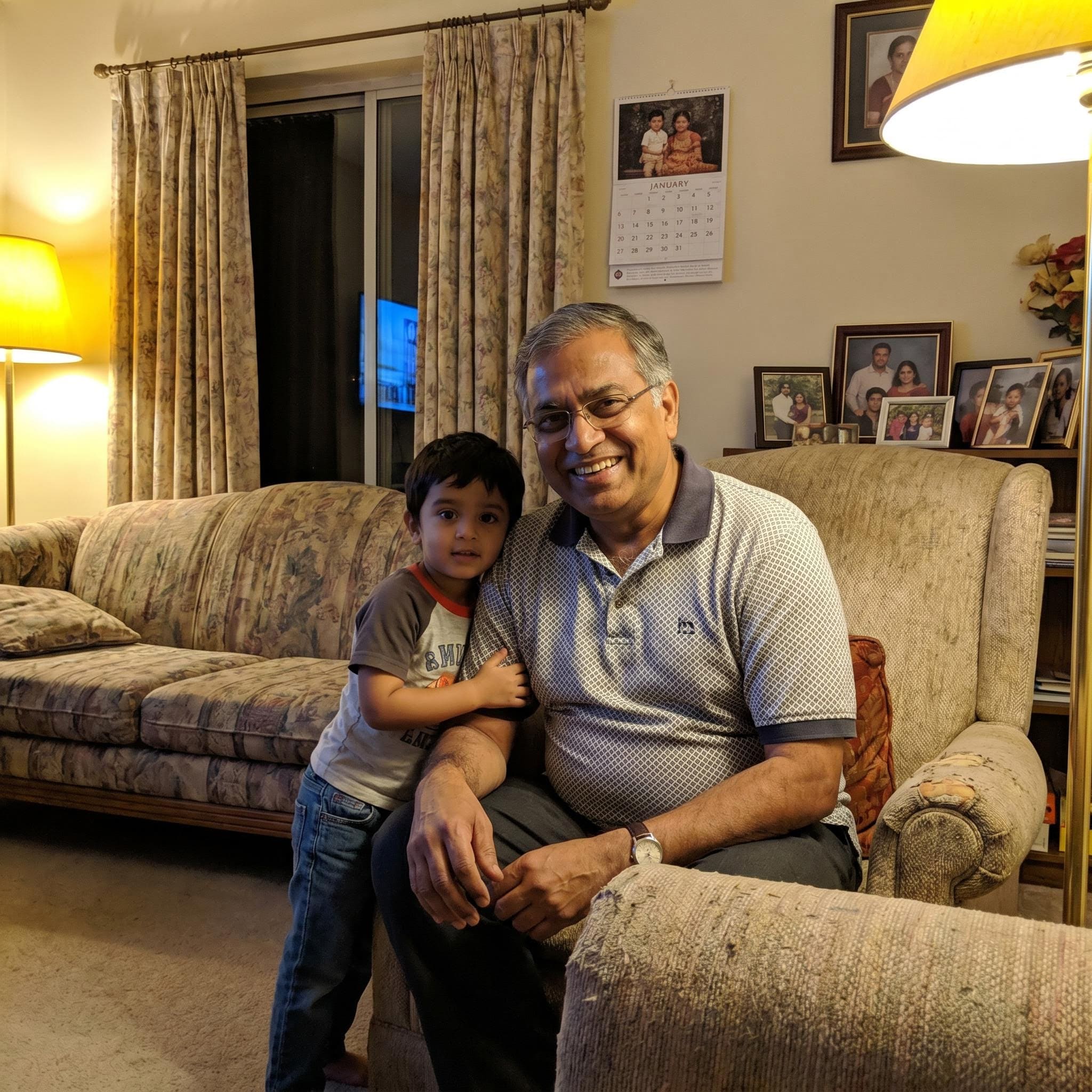 Reference photos before AI Indian home Father's Day tribute scene