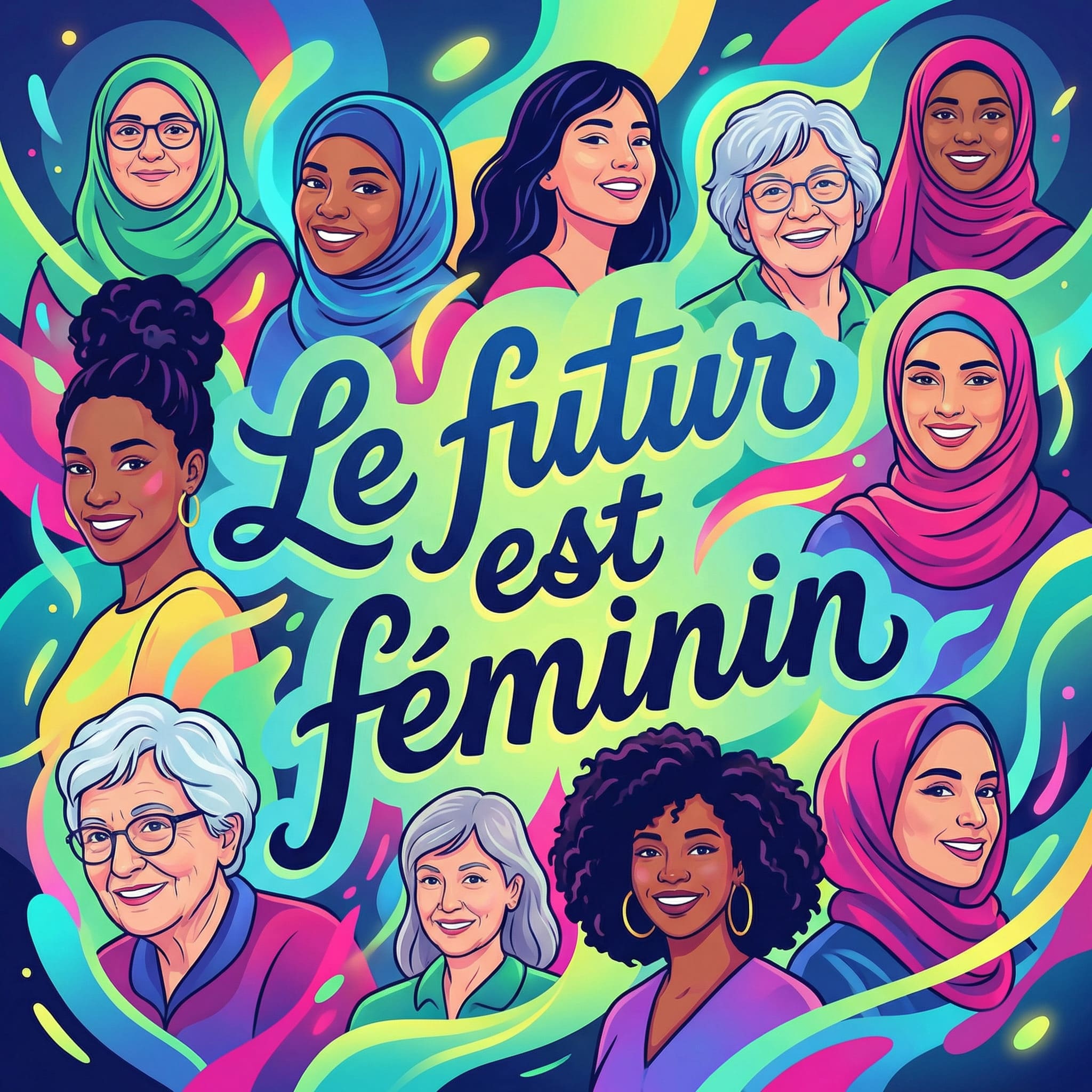 Femmes de différentes cultures avec texte motivant