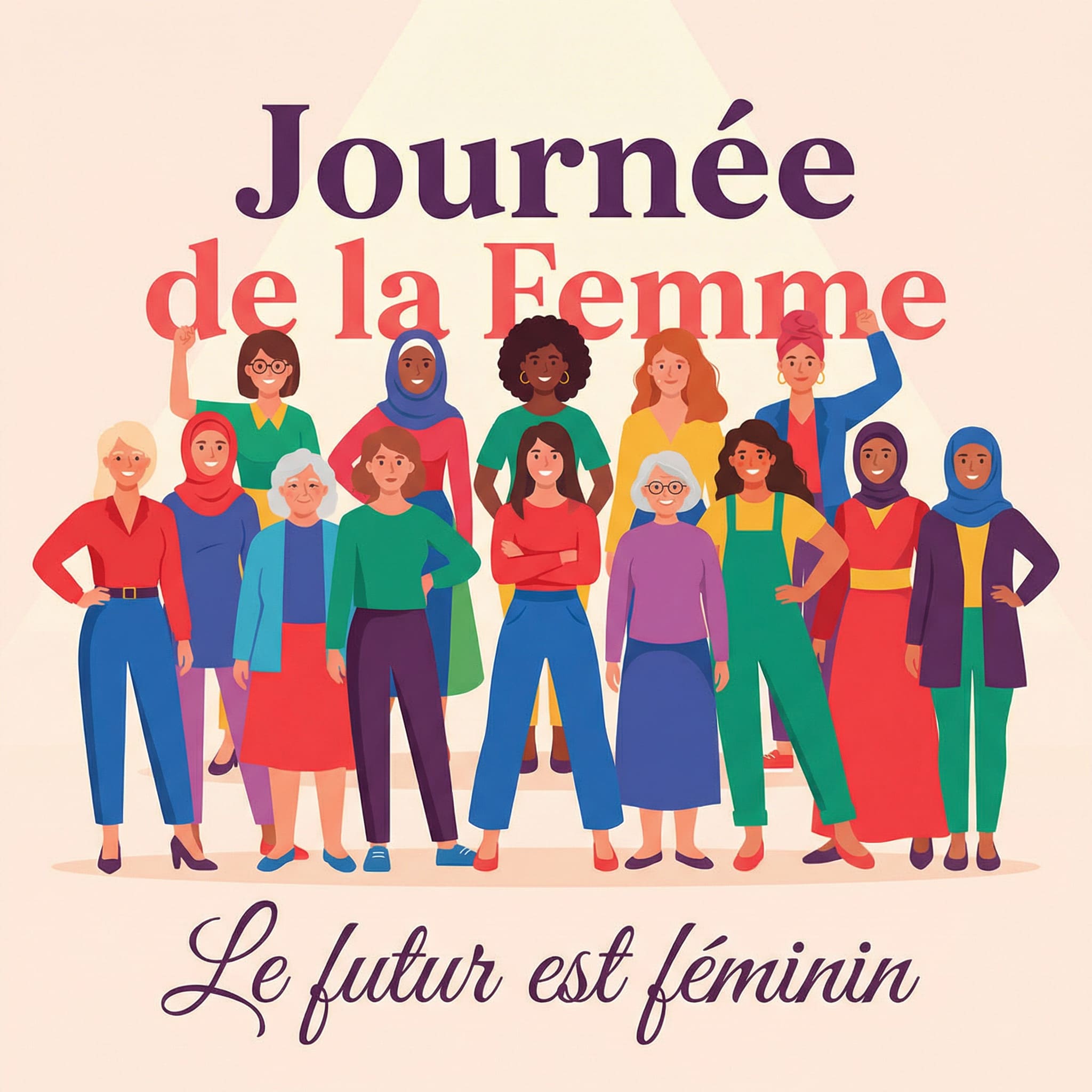 Femmes diverses célébrant la Journée de la Femme