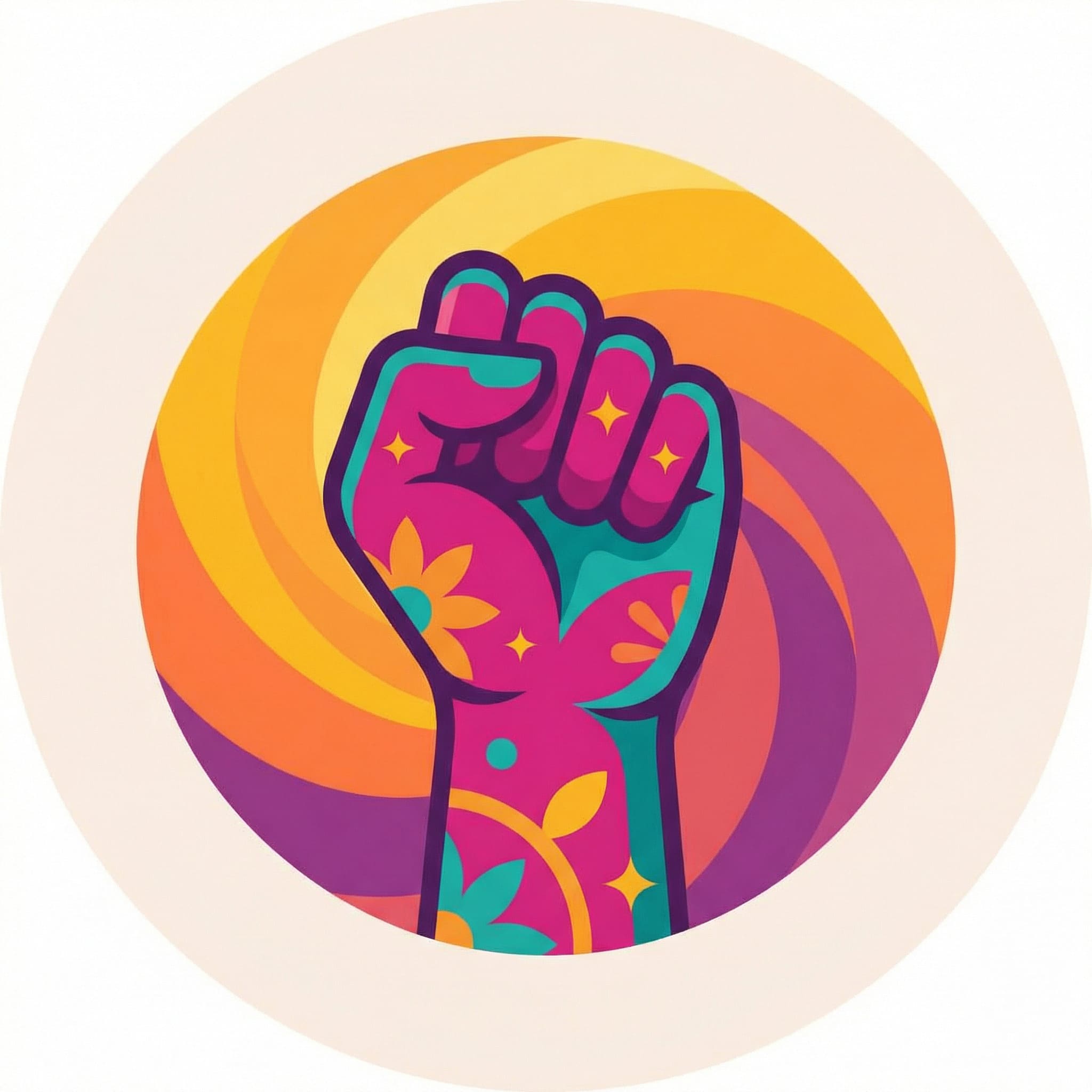 Icône circulaire avec main levée