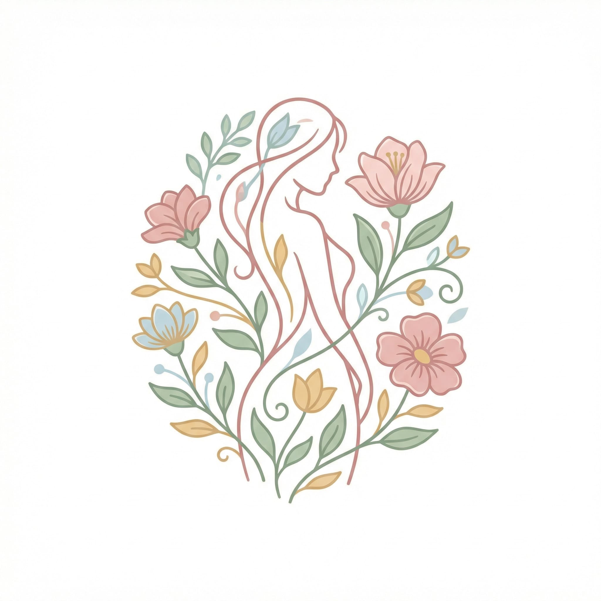 Logo combinant silhouette et motif floral