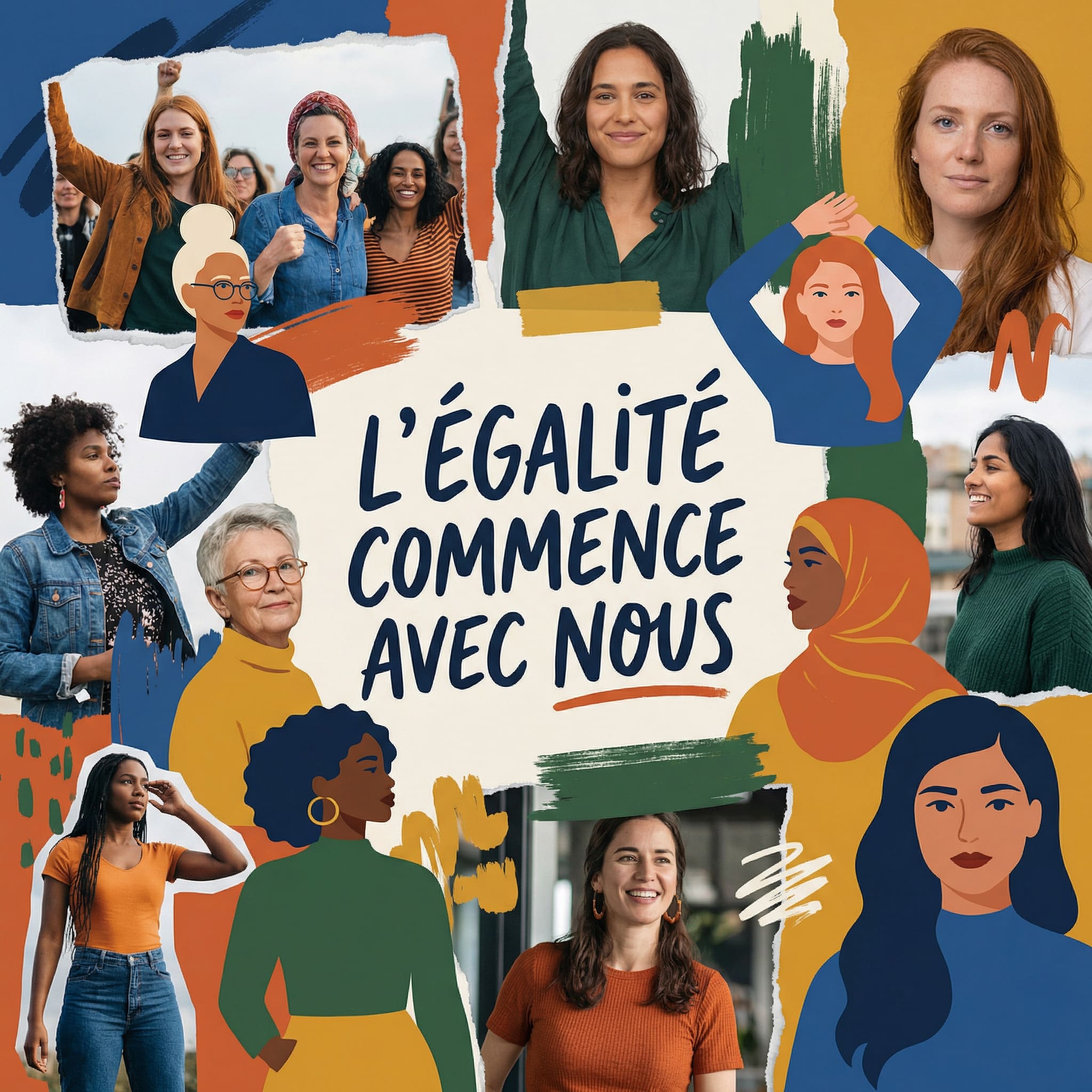 Montage photo et illustration avec citation courte