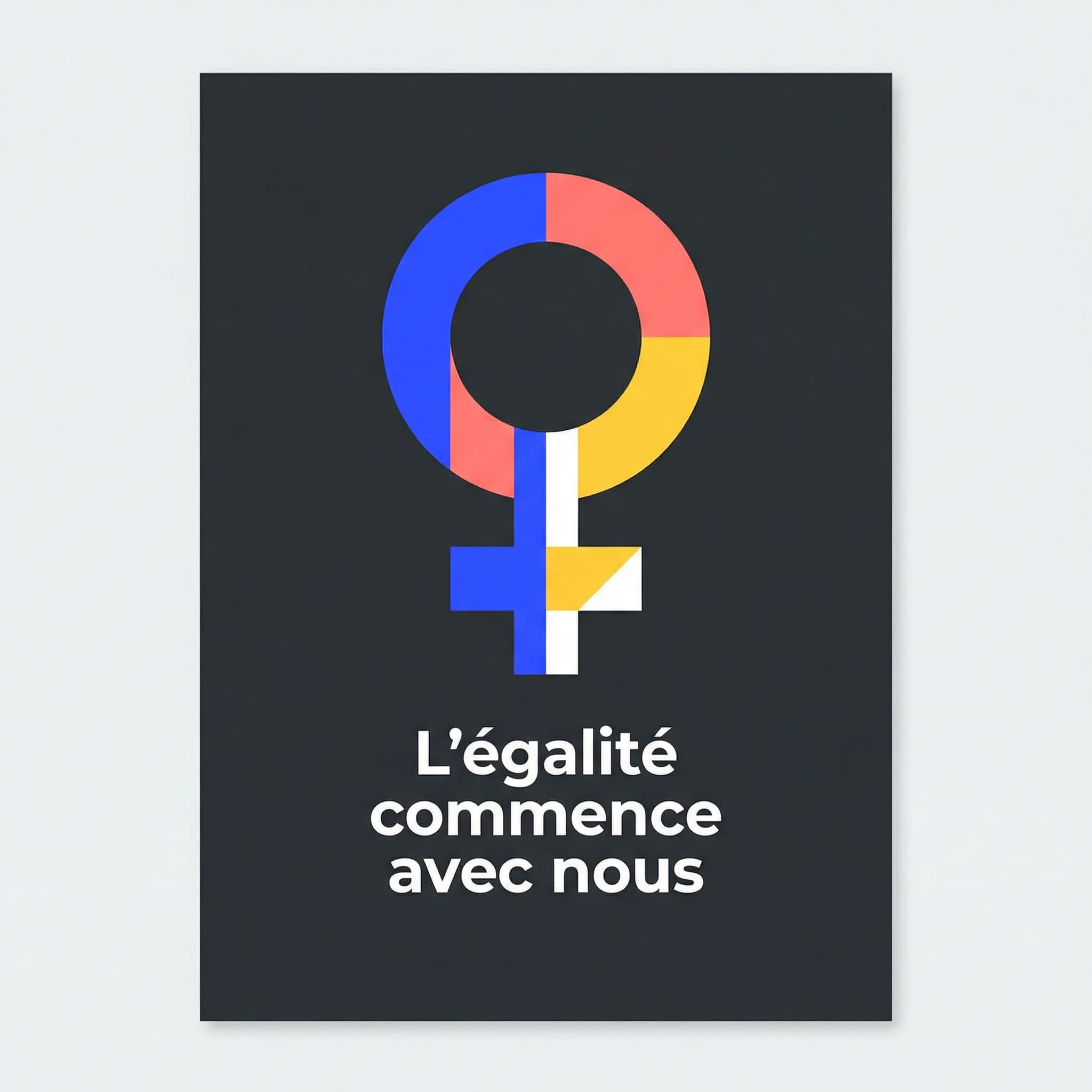 Poster flat design avec symbole féminin et slogan