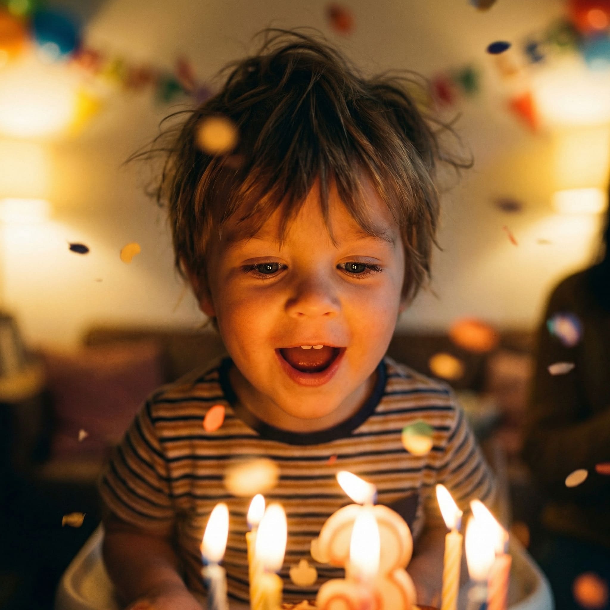 AI-generated kids birthday party family portrait