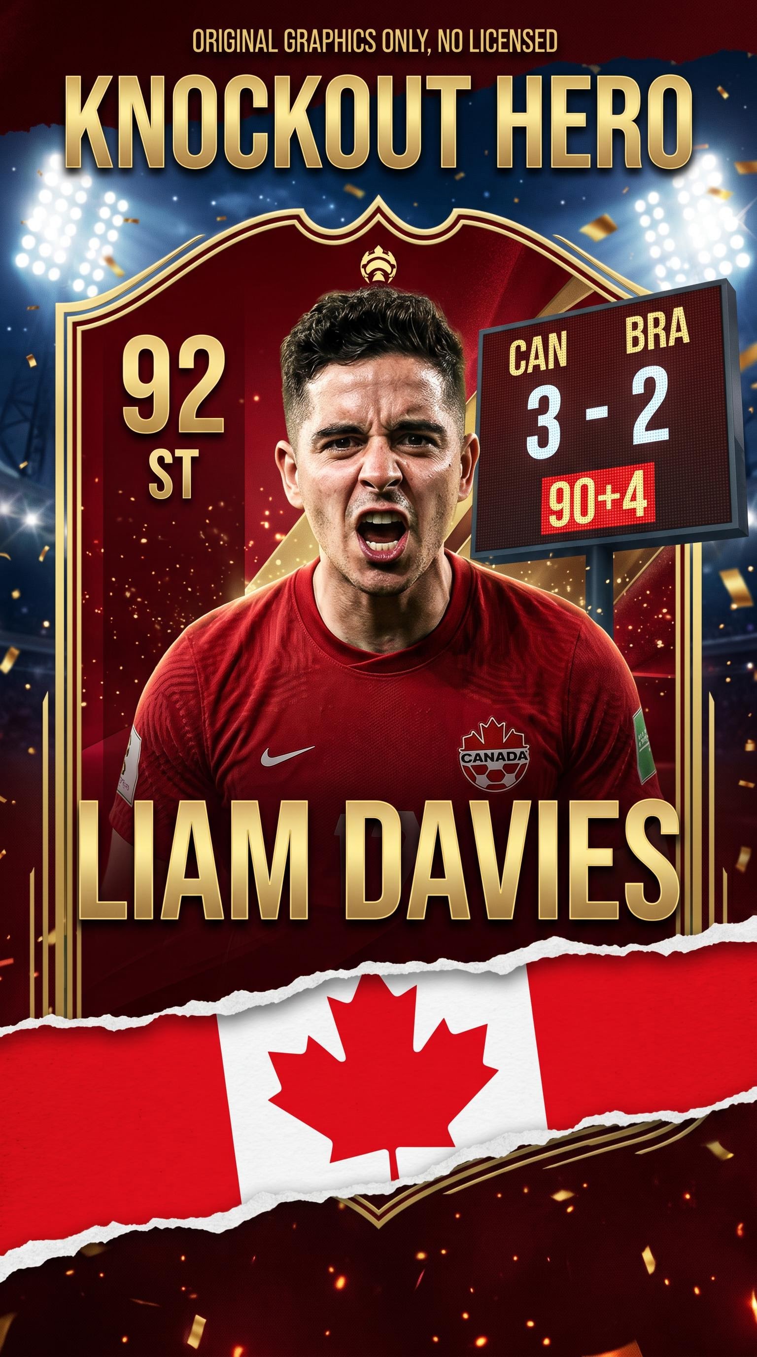 Knockout stage hero world cup football card, AI generated