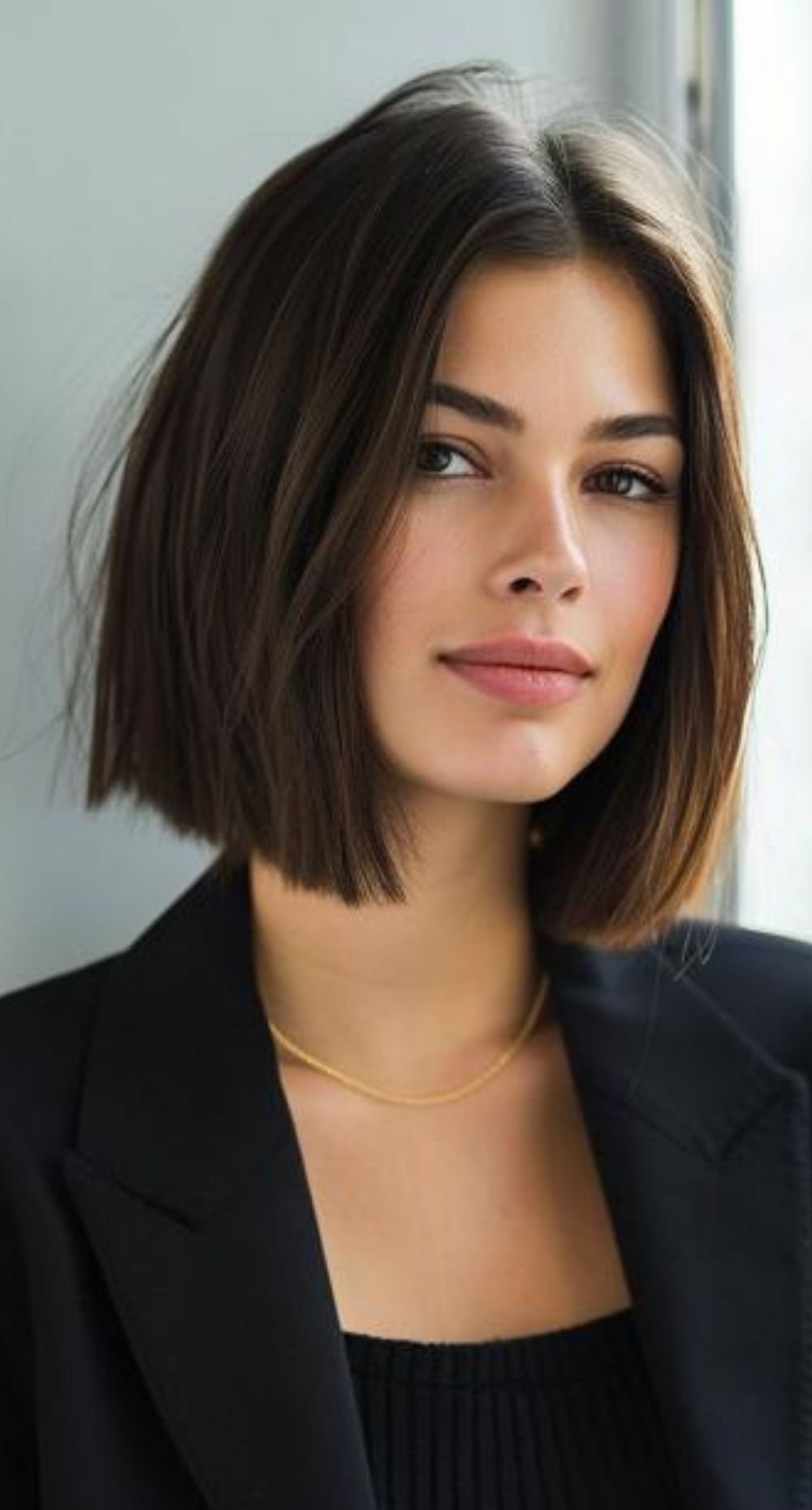 Sleek blunt bob for straight hair