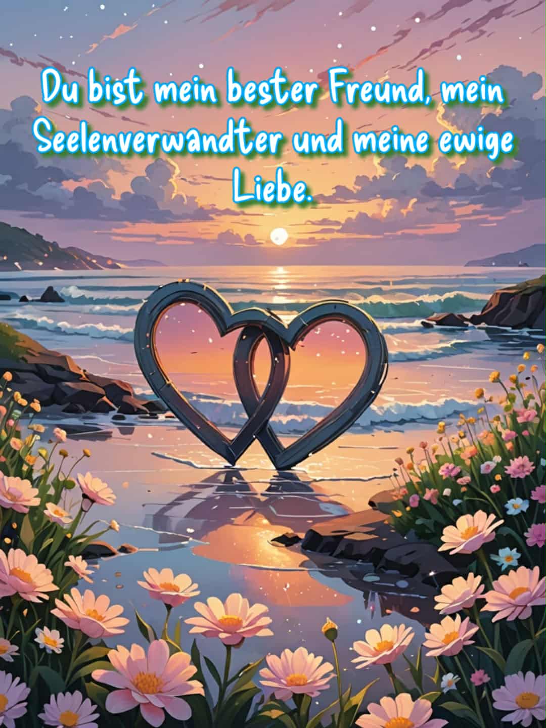 Liebesbild mit Spruch: 'Du bist mein bester Freund, mein Seelenverwandter und meine ewige Liebe.'