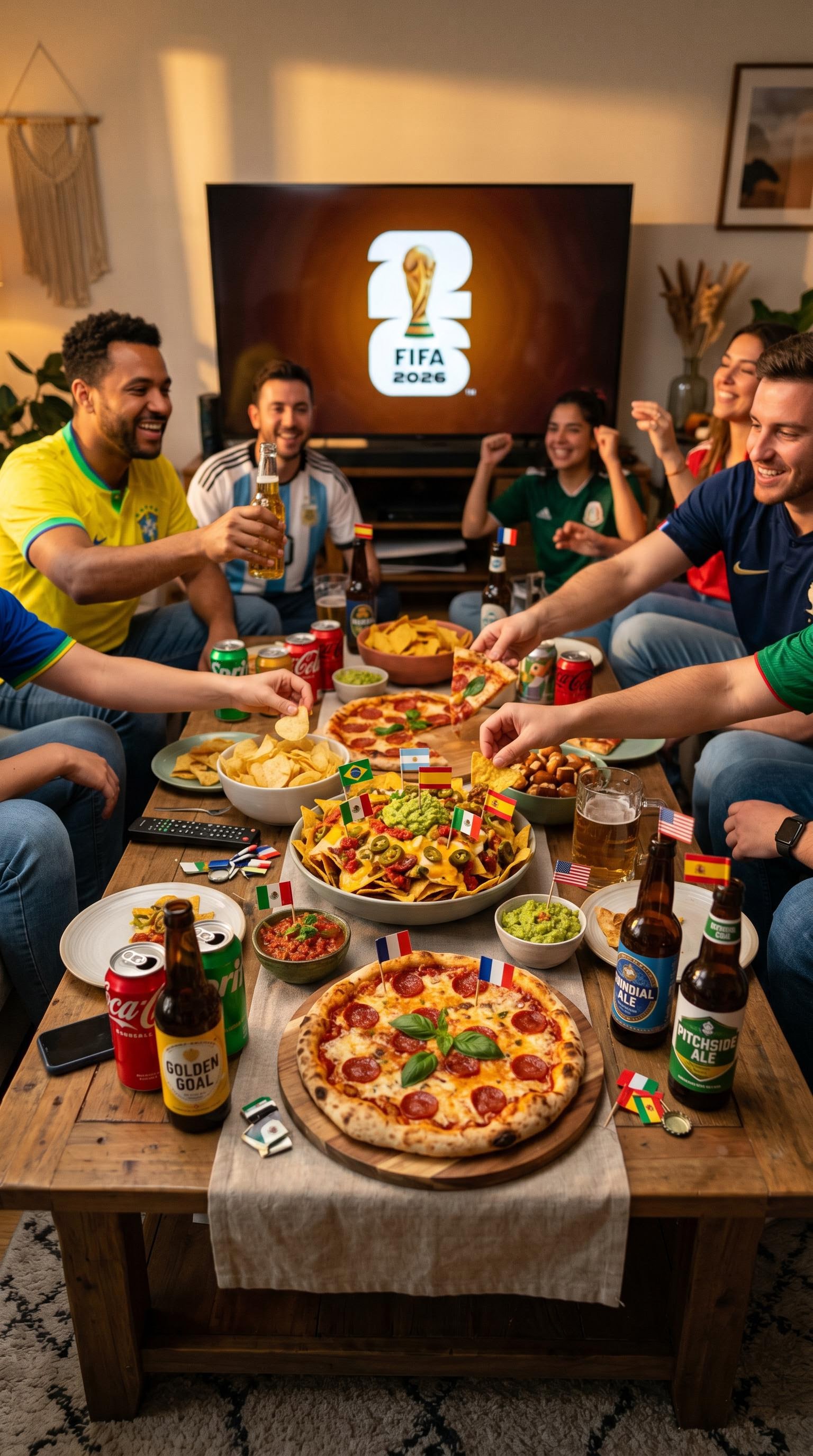 Photo lifestyle du buffet de supporters avant la coupe du monde, générée par IA