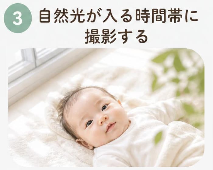 月齢フォト自然光が入る時間帯に撮影する