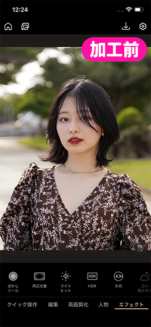 ヴィンテージ加工周辺光量、ノイズ例