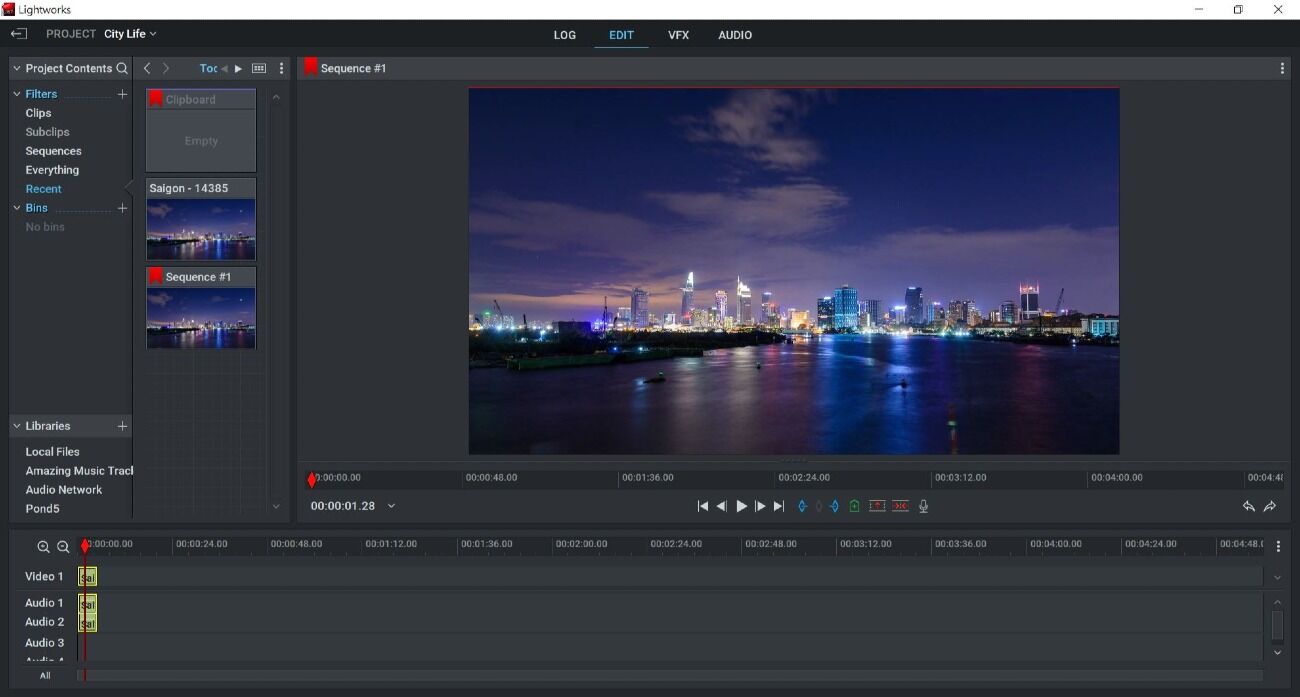 Lightworks Free Interface
