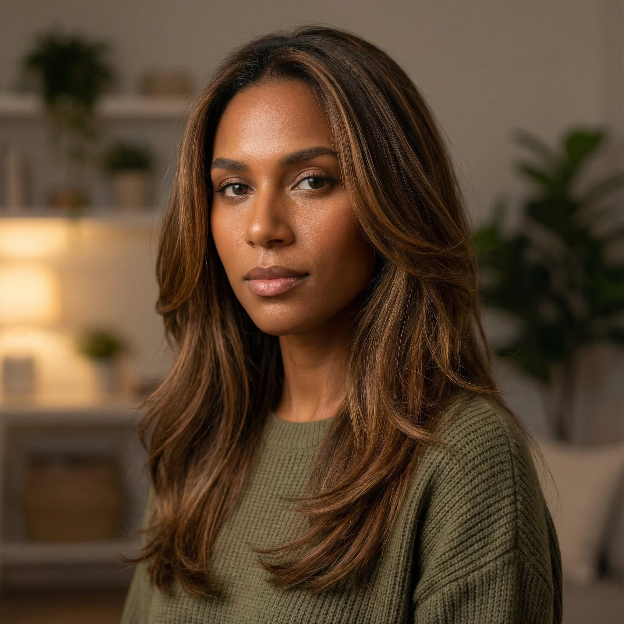 AI-generated classic long layered hairstyle using Gemini AI