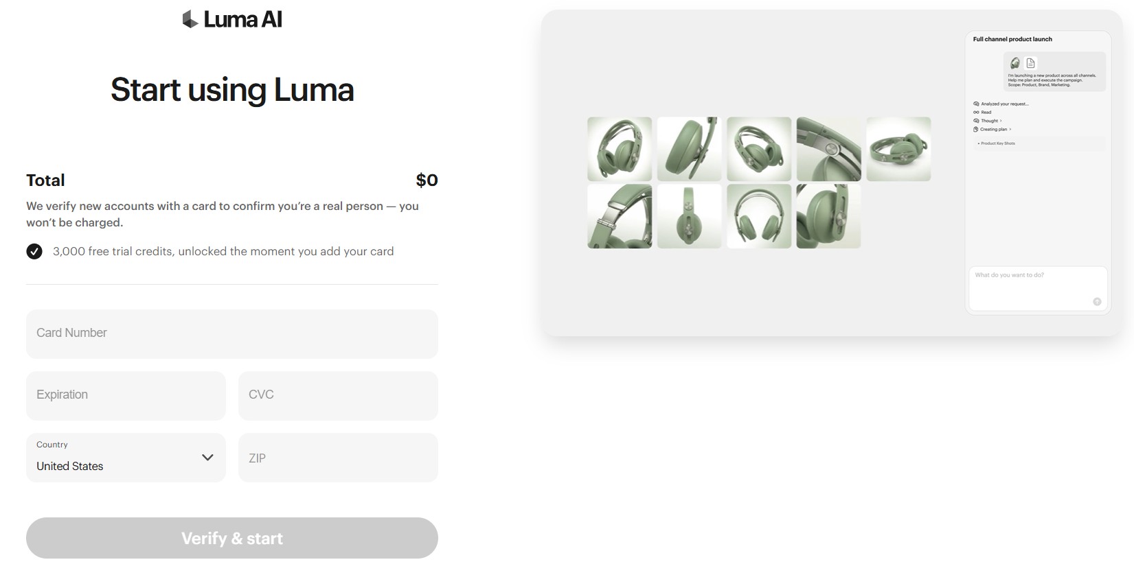 Luma AI 登入介面