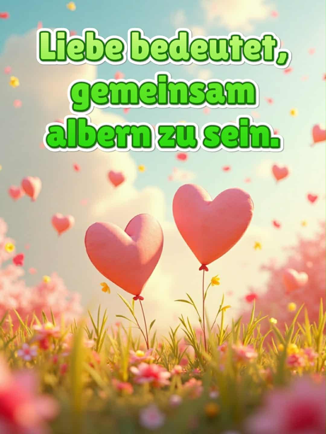 Liebesbild mit Spruch: 'Liebe bedeutet, gemeinsam albern zu sein.'