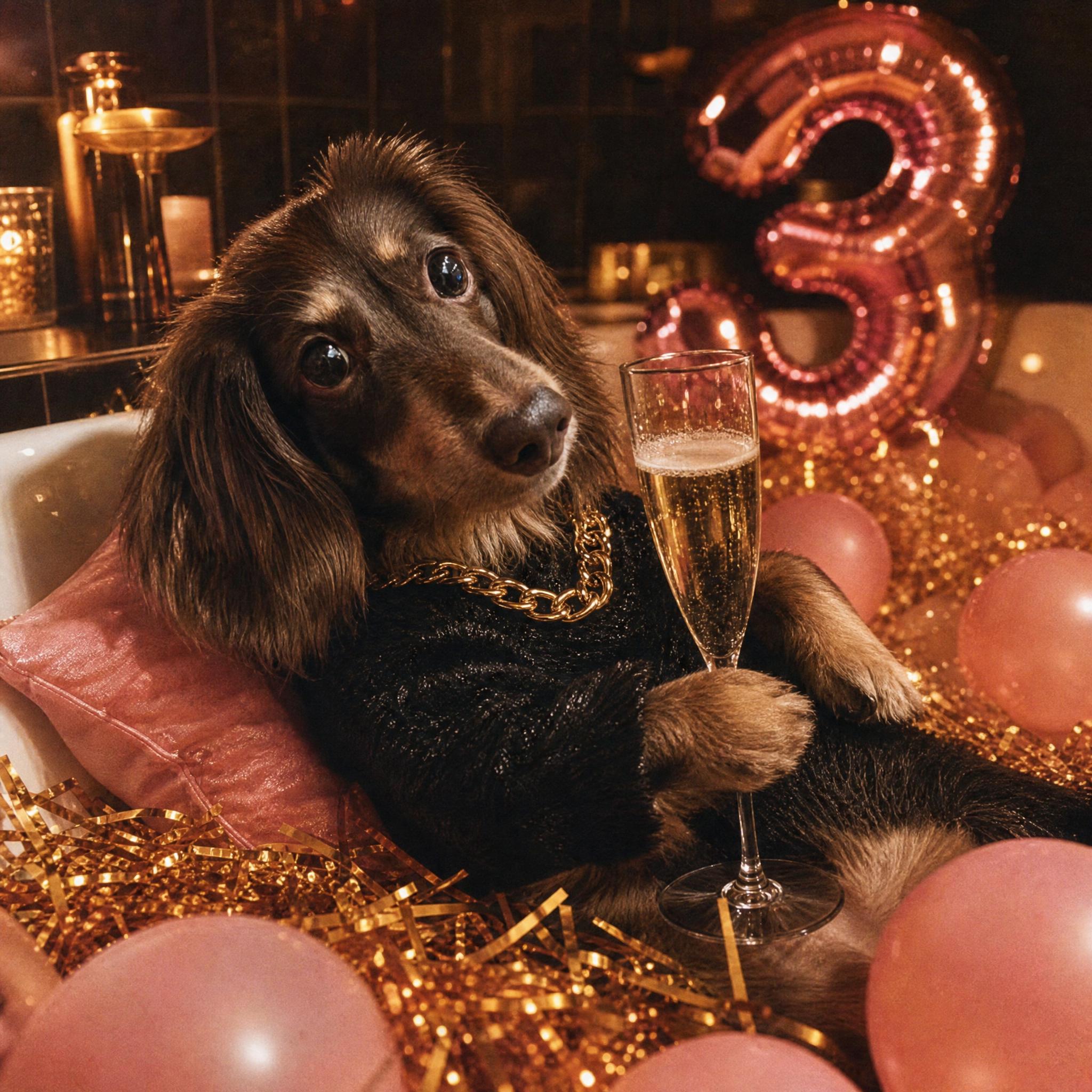 AI Dog Prompt - Luxury Bath Party Dog