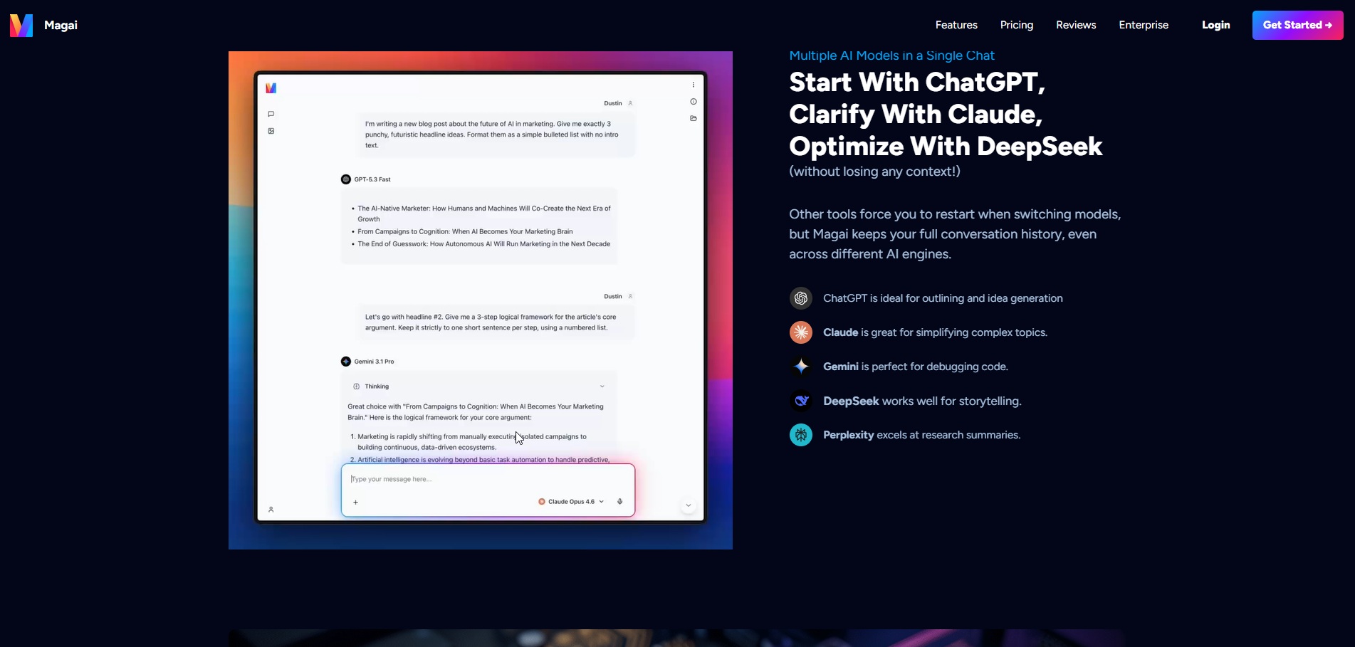 MagAI AI aggregator content creators interface