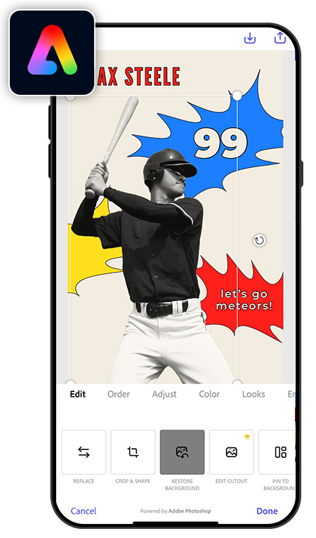 Edit UI of Adobe Express to make background transparent
