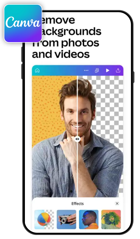 Effect UI of Canva to make background transparent