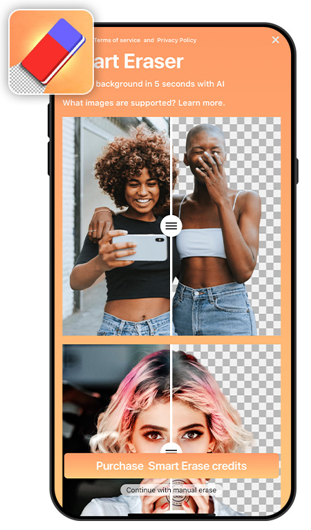 examples of using Magic Background Eraser App to make background transparent