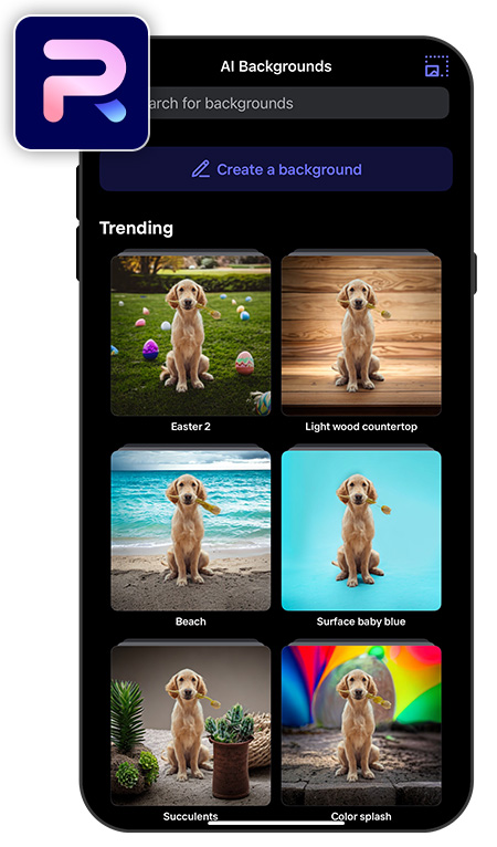 AI Background UI of PhotoRoom to make background transparent