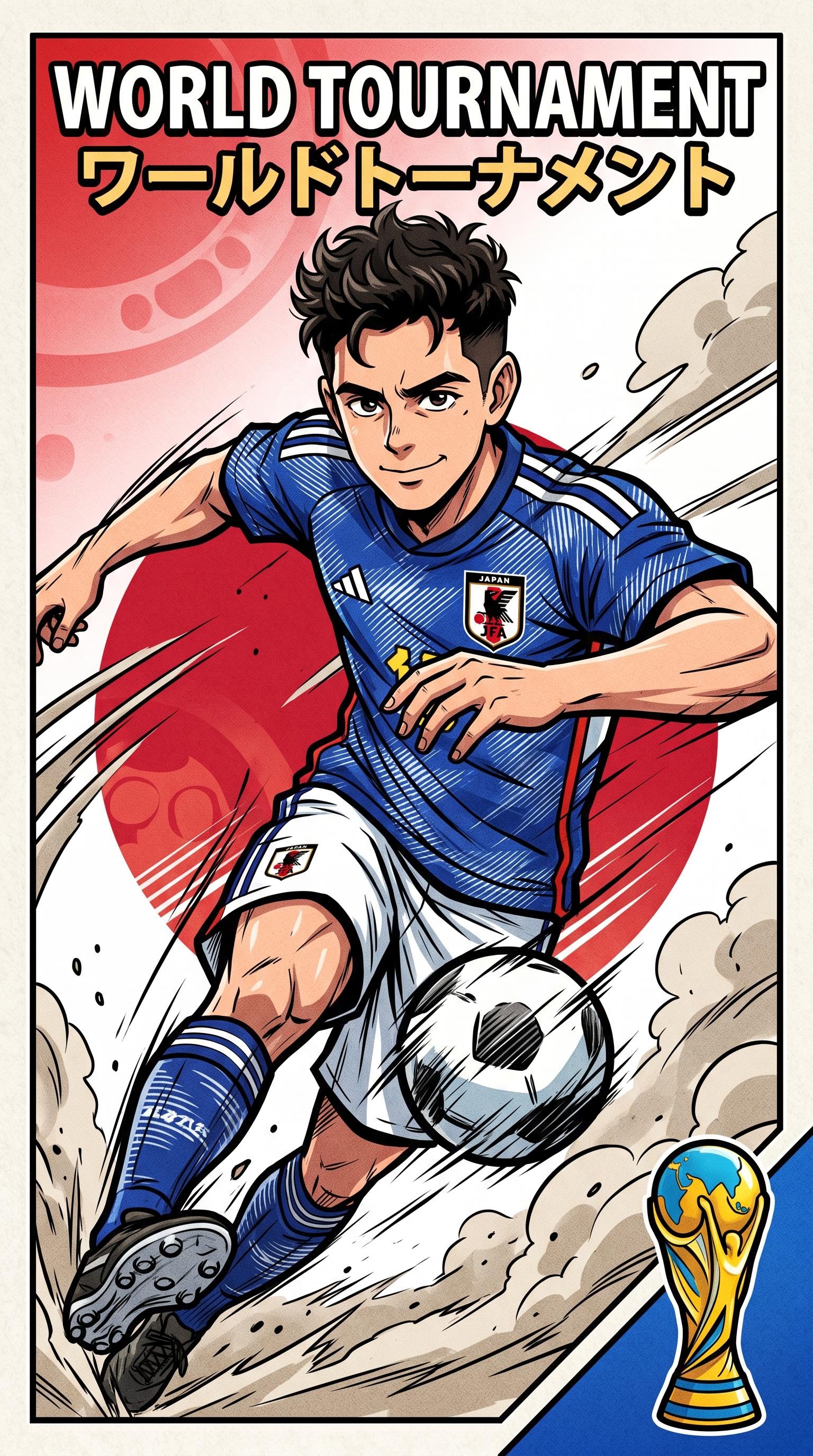 Manga anime style world cup football card, AI generated