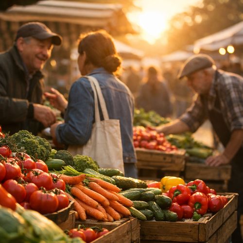 ChatGPT KI-Bild Marktszene am Morgen