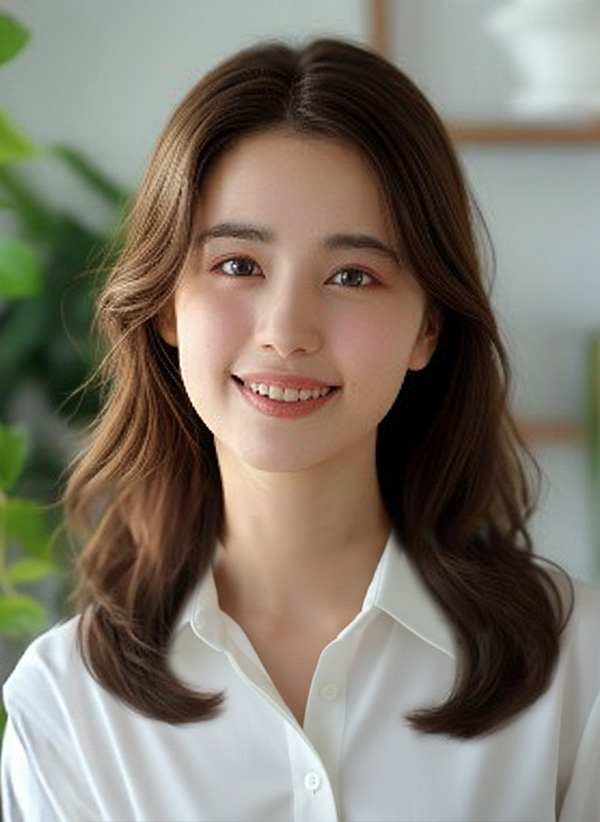 前髪なしナチュラルミディの参考画像