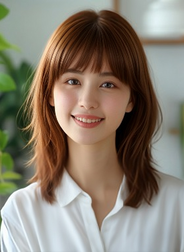 シースルーバングのミディアムの参考画像