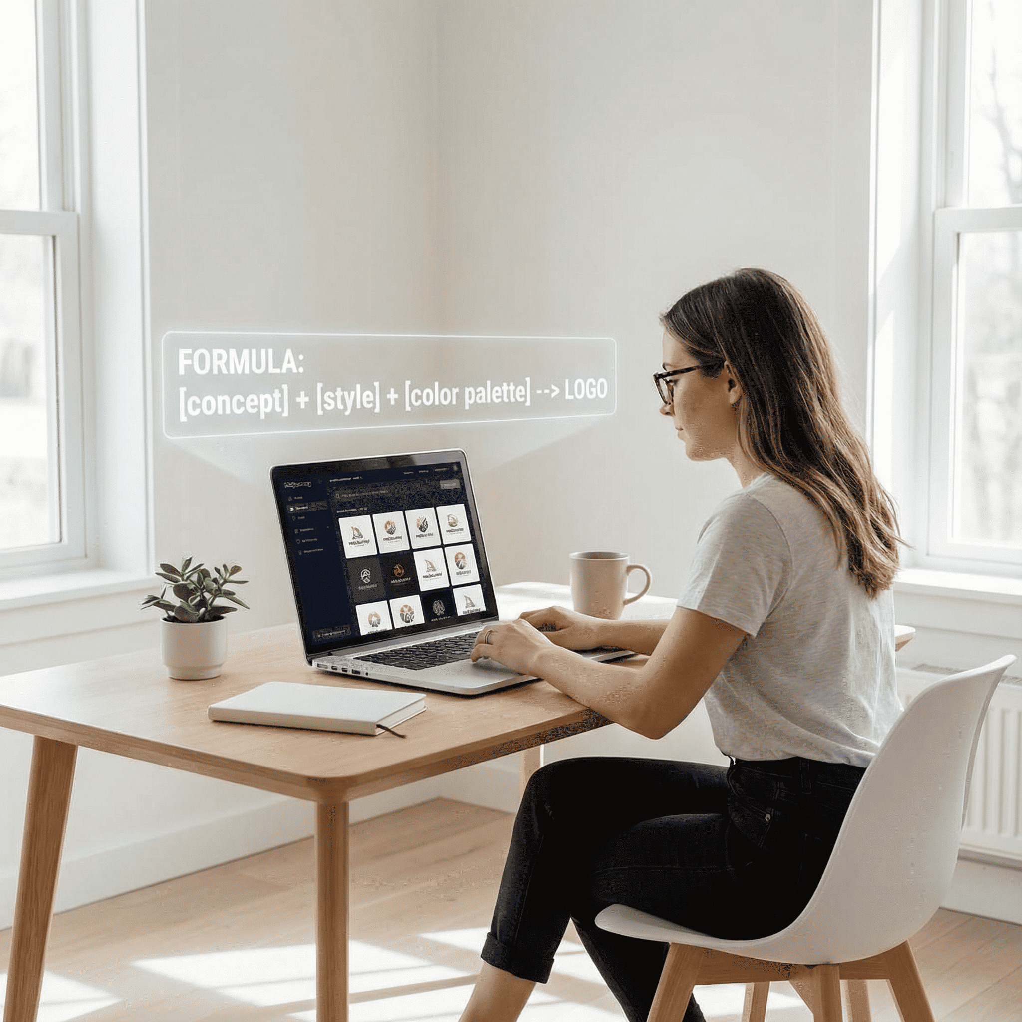 Midjourney logo prompt structure for AI logo design